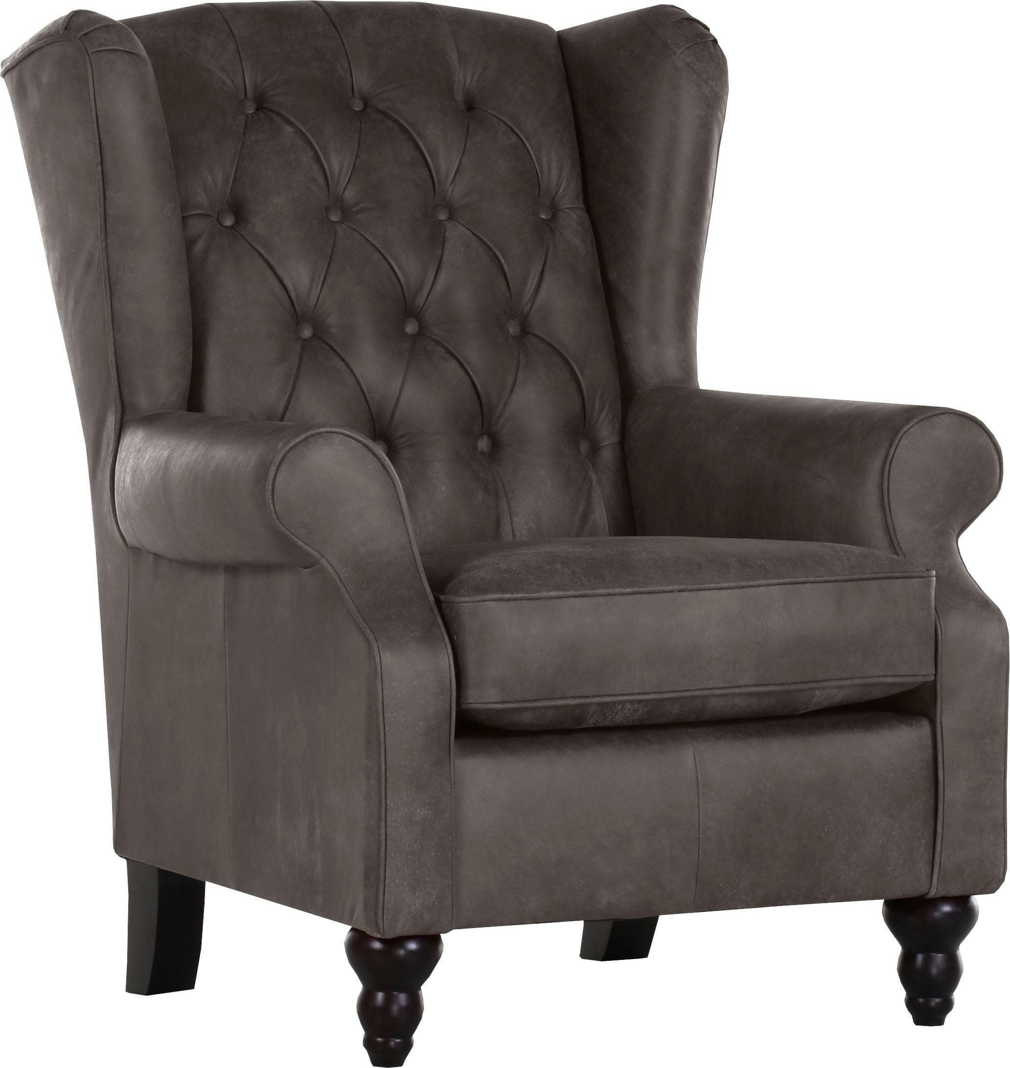 Luxuriöser Ohrensessel aus Anilinleder