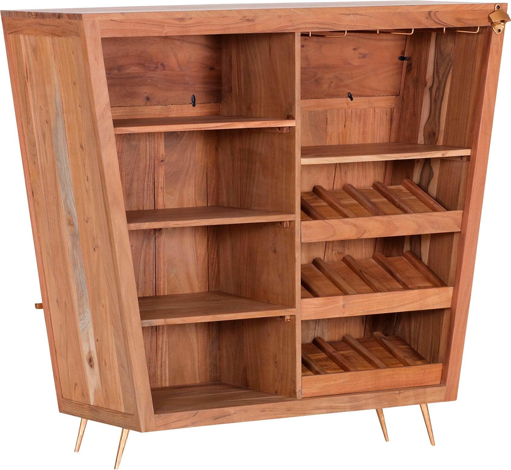 Barschrank GUTMANN FACTORY "Bonnie" Massivholz Wiener Geflecht Rattan