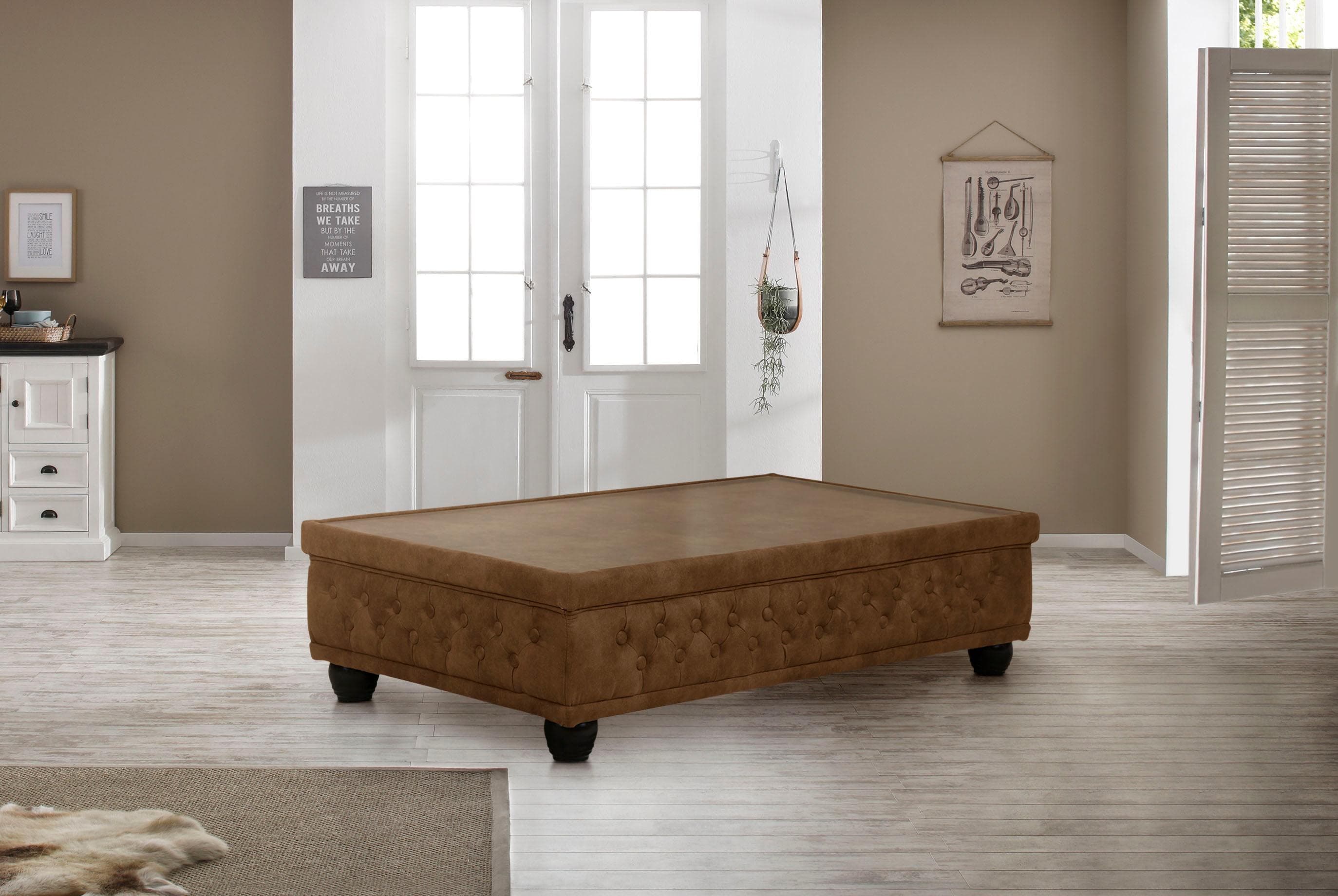 HOME AFFAIRE Couchtisch Rysum Cognac Glas Microfaser