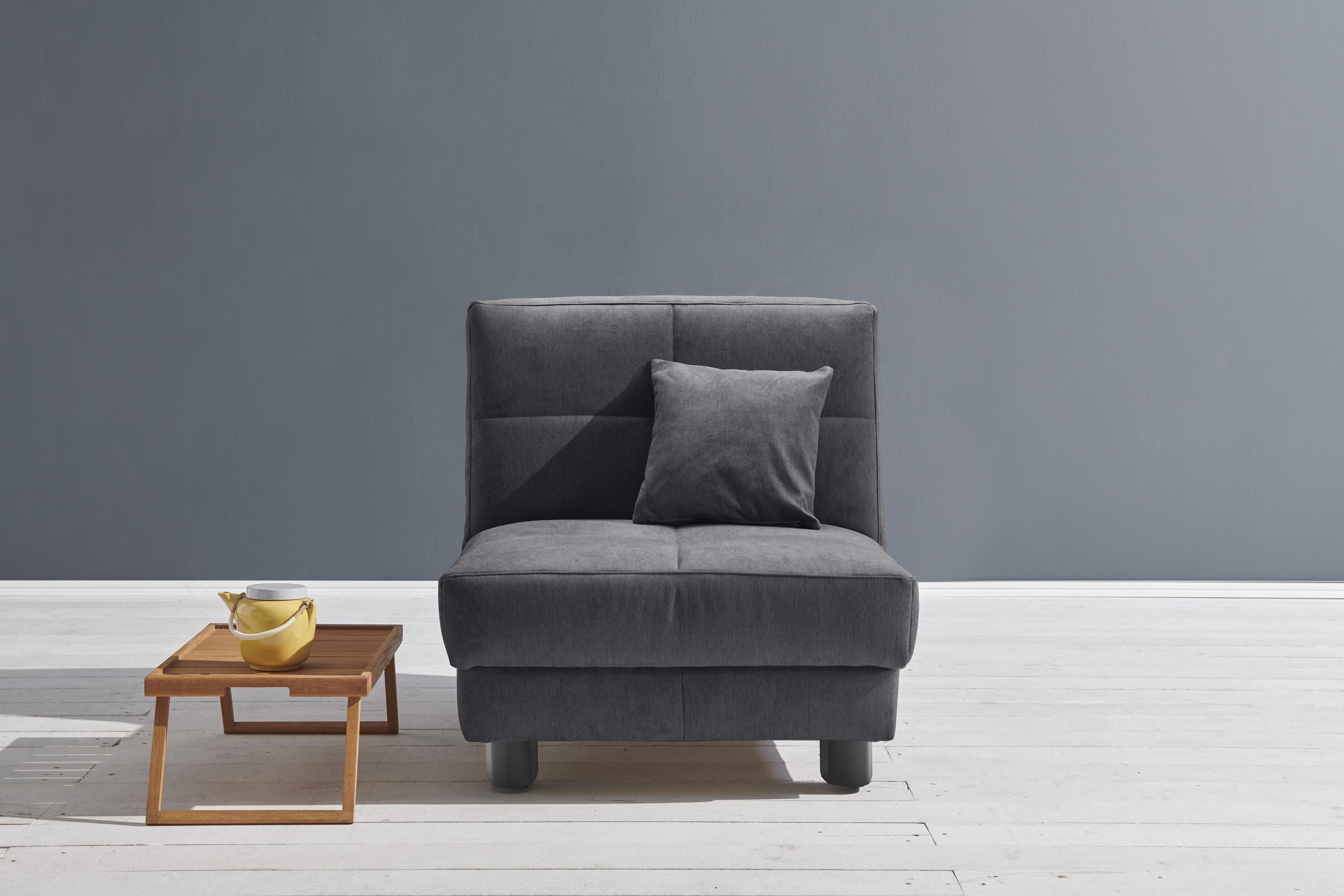 Schlafsofa ELL + ELL Tilda Grau-Blau mit Relaxfunktion