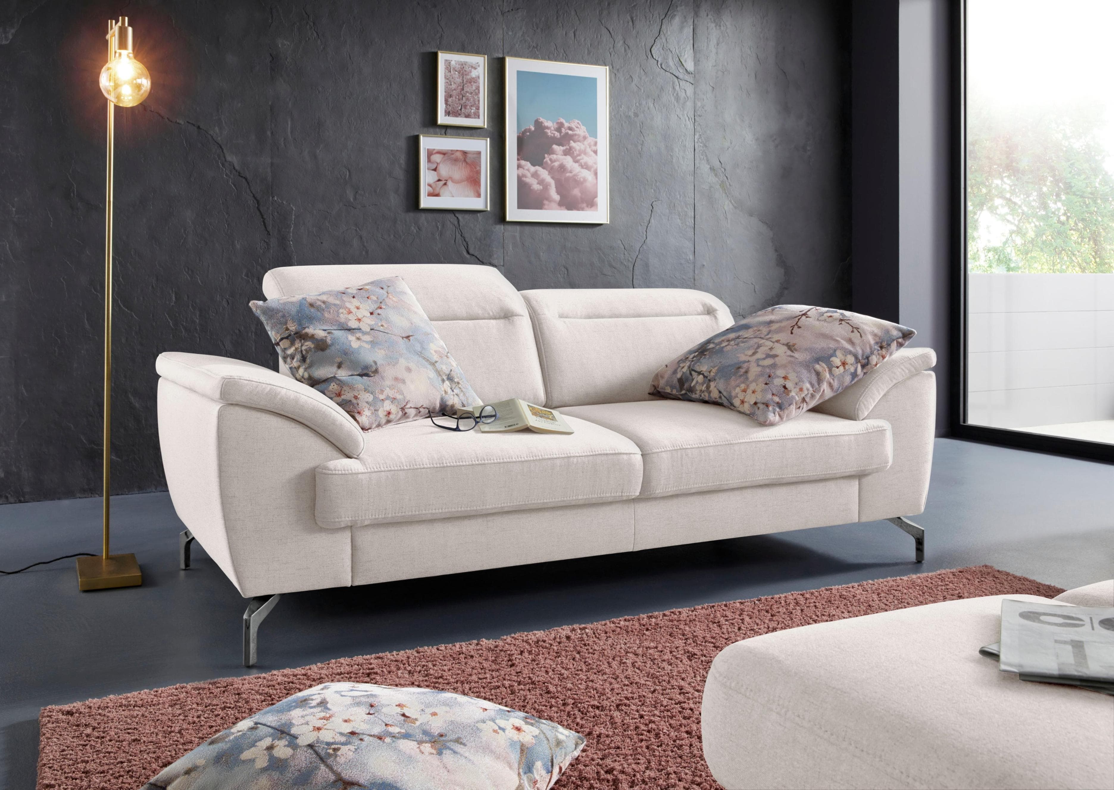 SIT & MORE Percy 2,5-Sitzer Sofa Beige mit Sitztiefenverstellung