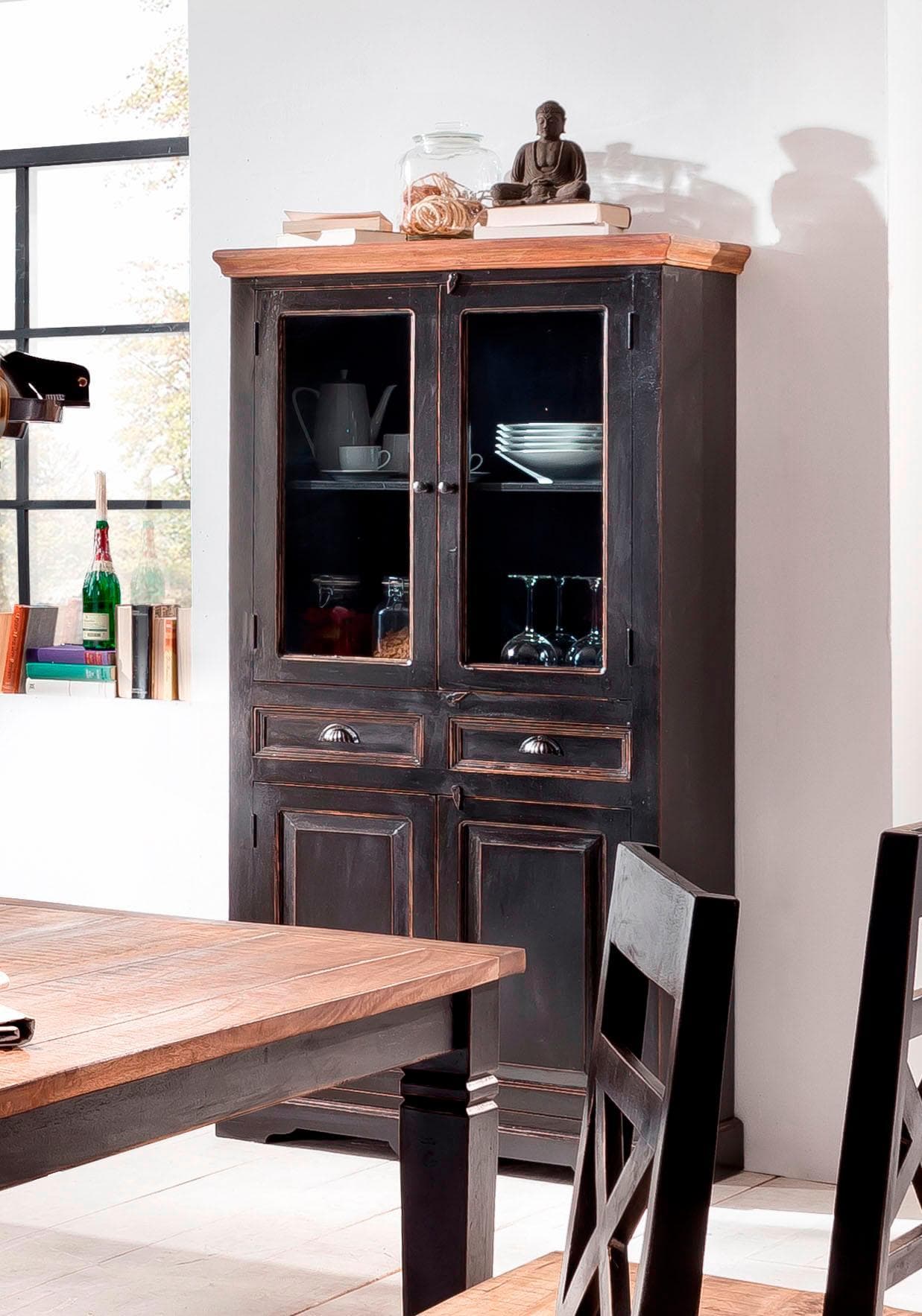 Vitrine SIT Corsica Schwarz Honig Shabby Chic