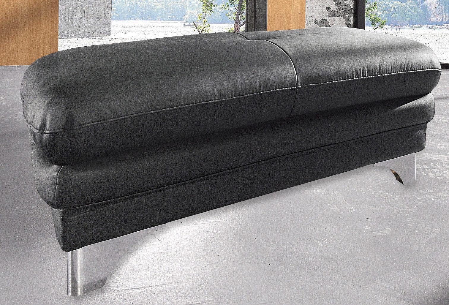 COTTA Hocker Enterprise Schwarz Leder Chromoptik