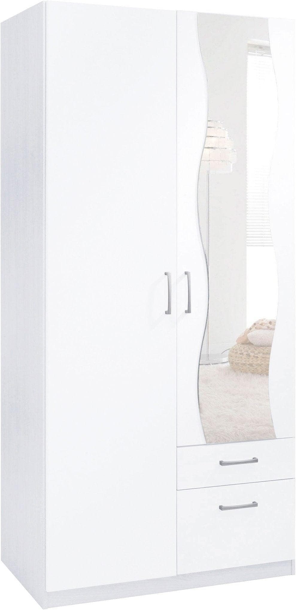 Kleiderschrank PRIESS weiß uni 2-türig mit Schubladen