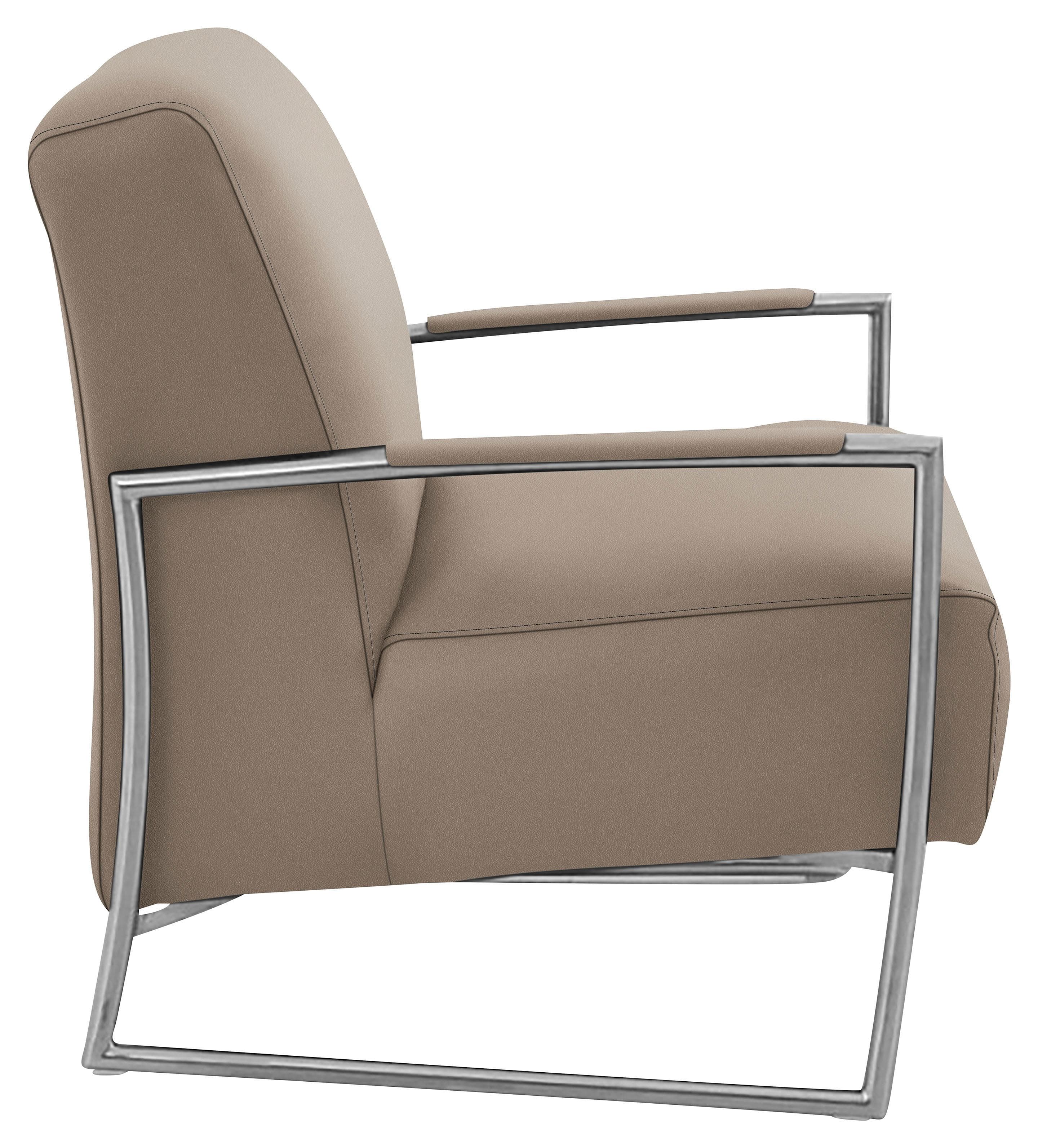 K+W Cocktailsessel Loft Grau Leder Edelstahloptik