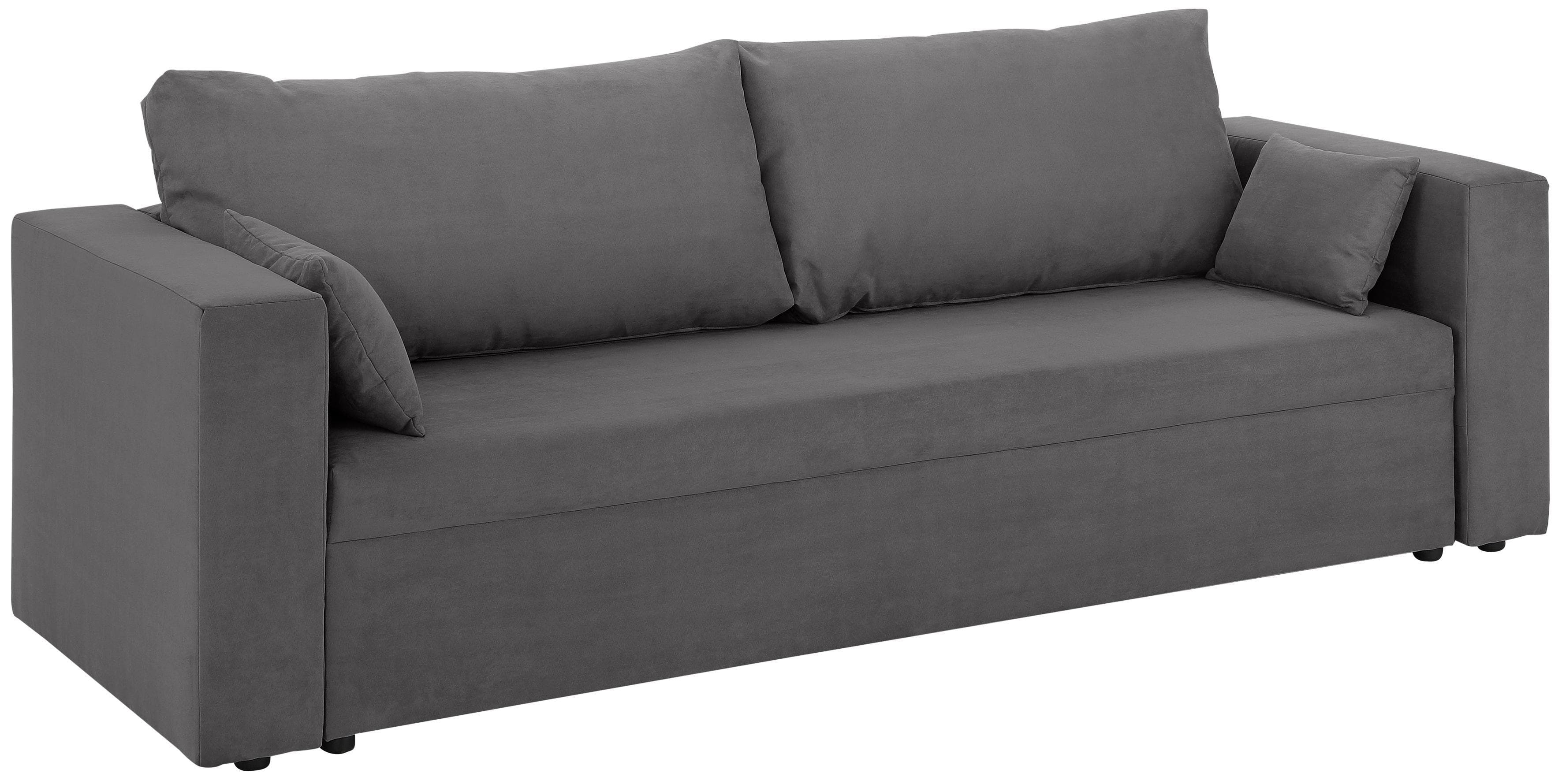 HOME AFFAIRE Sofa Pur 3-Sitzer Grau mit Bettfunktion