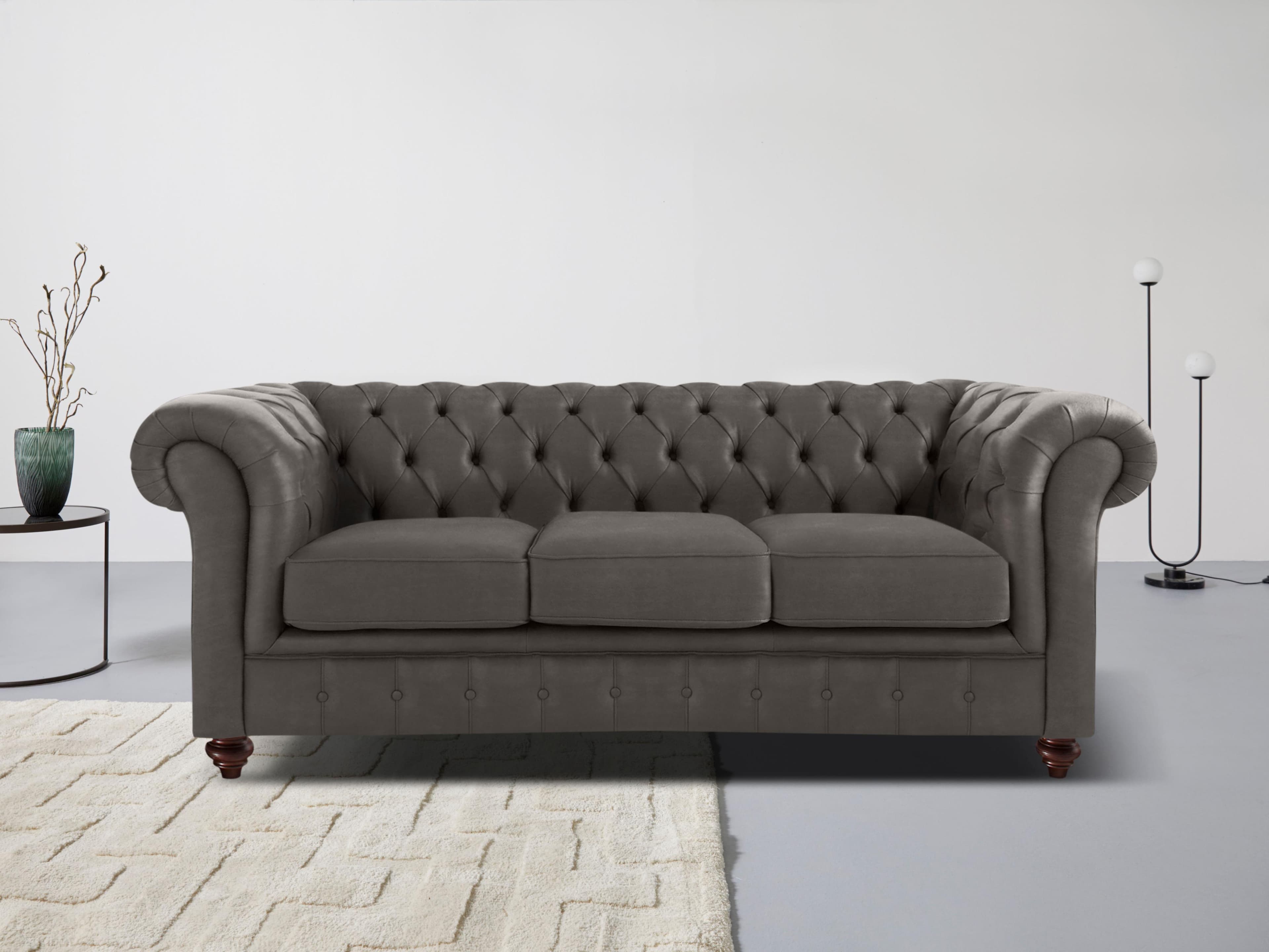 Hochwertiges Chesterfield Sofa 3-Sitzer mit Knopfheftung