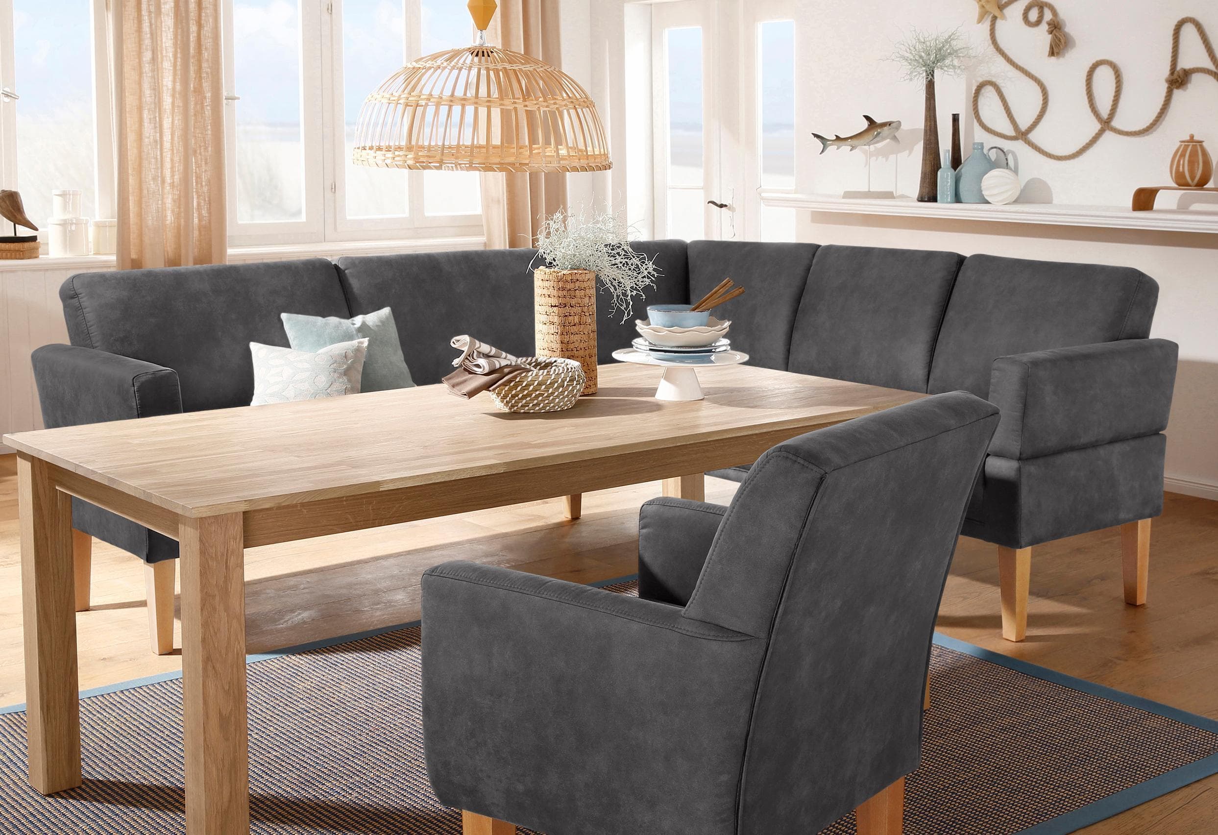 HOME AFFAIRE Eckbank Fehmarn Anthrazit Luxus Microfaser