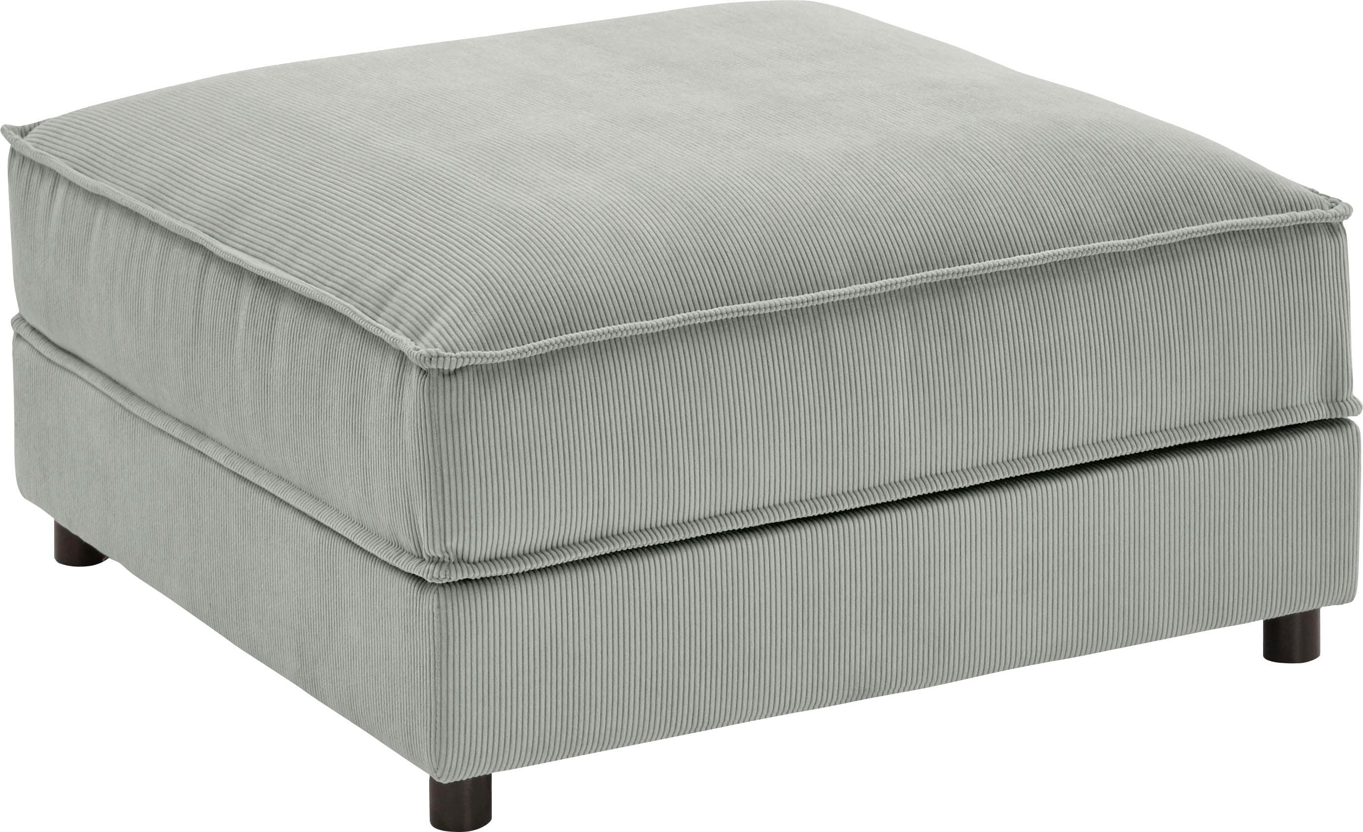 Hocker Valan Grau Cord Bezug Massivholz Füße ATLANTIC HOME COLLECTION