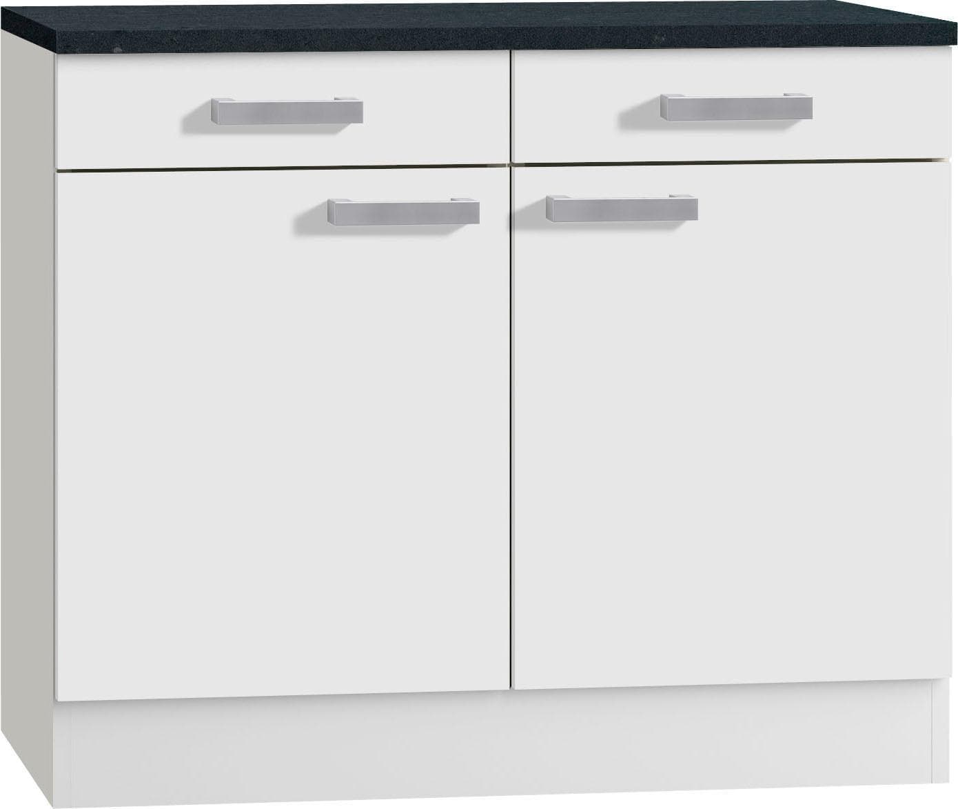 OPTIFIT Unterschrank Odense Weiß 100cm 2 Türen 2 Schubladen
