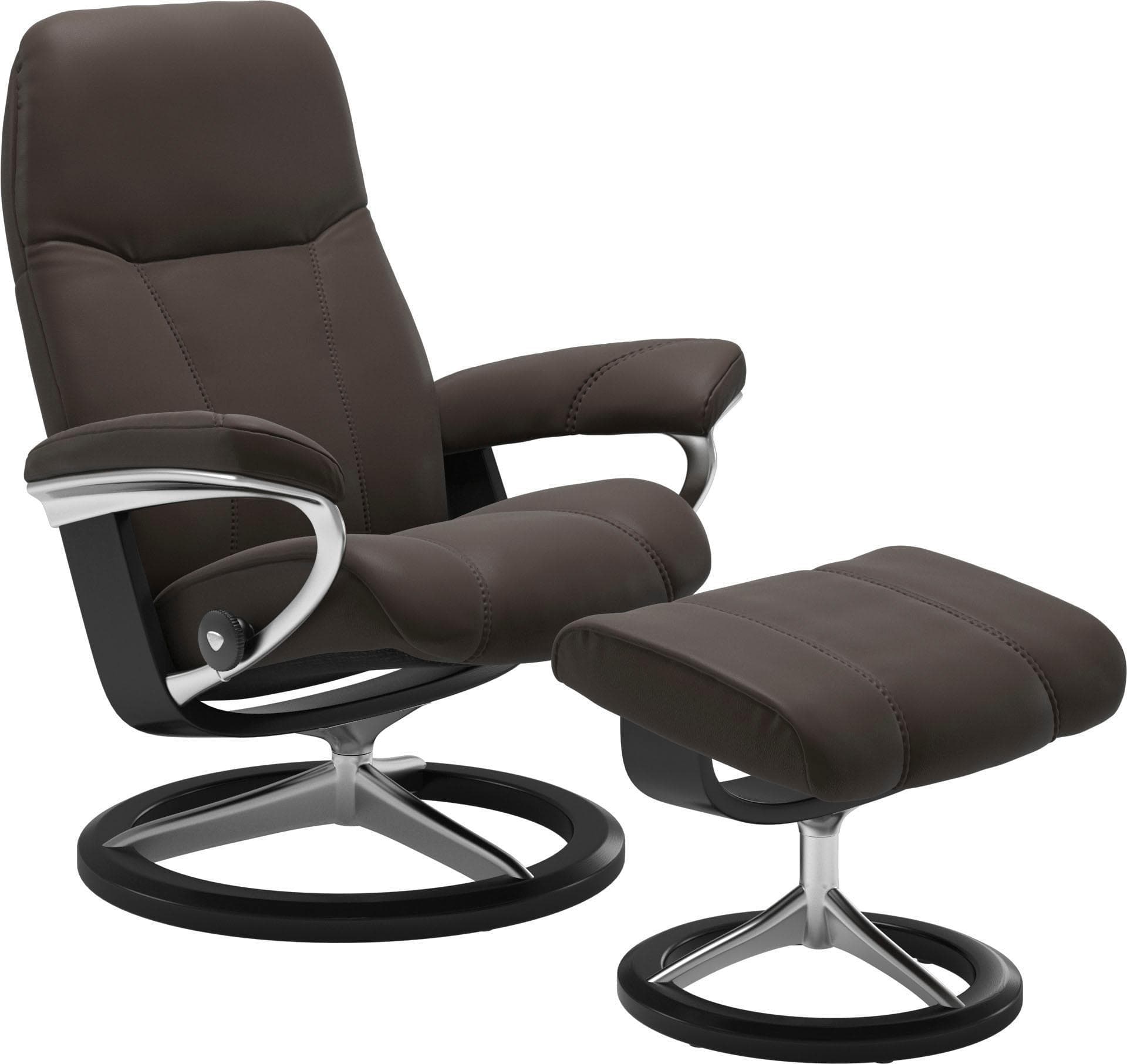 STRESSLESS Consul Relaxsessel Braun Leder BATICK mit Hocker