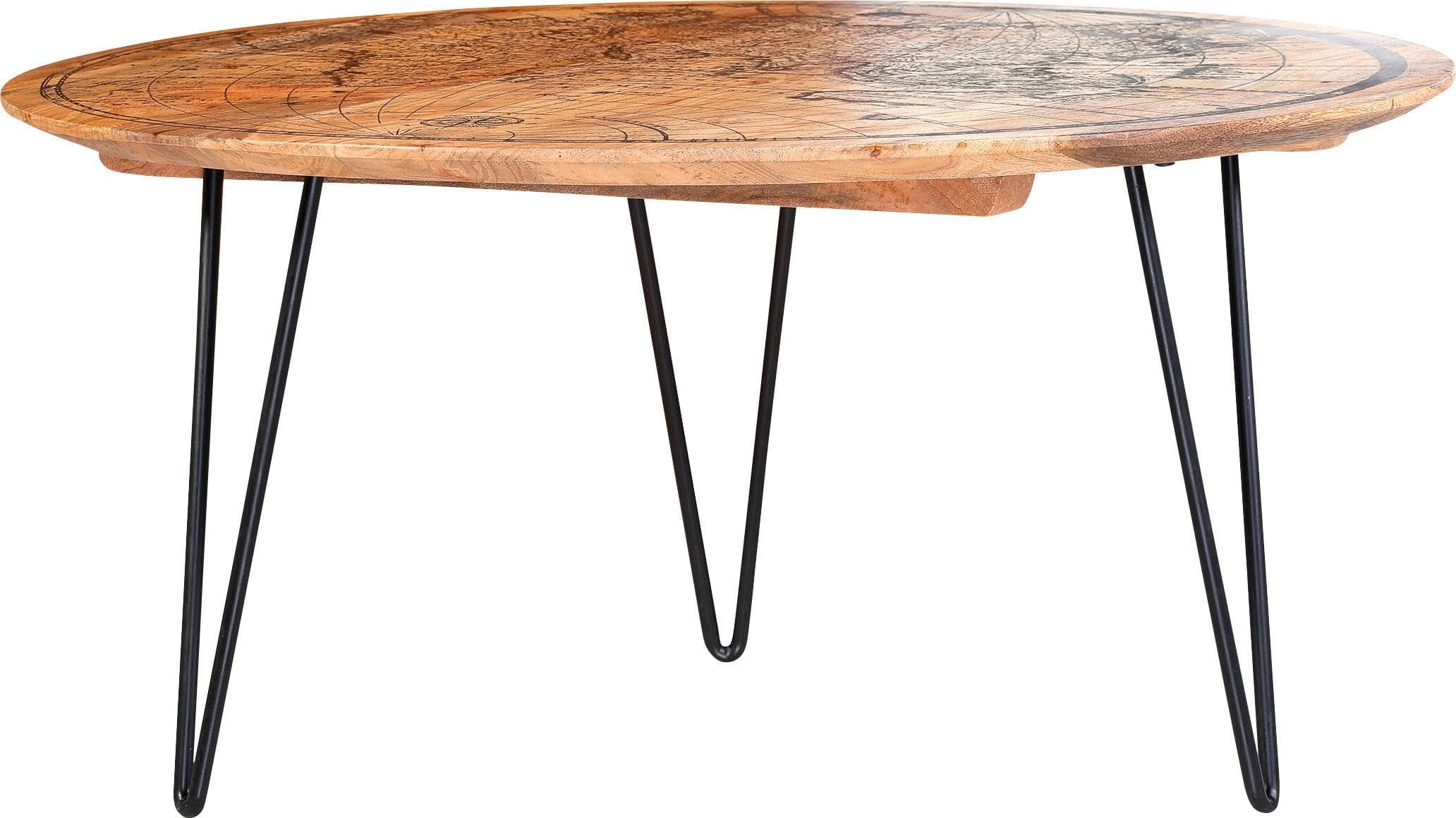 Couchtisch GUTMANN FACTORY Yankee mit Weltkarten-Druck