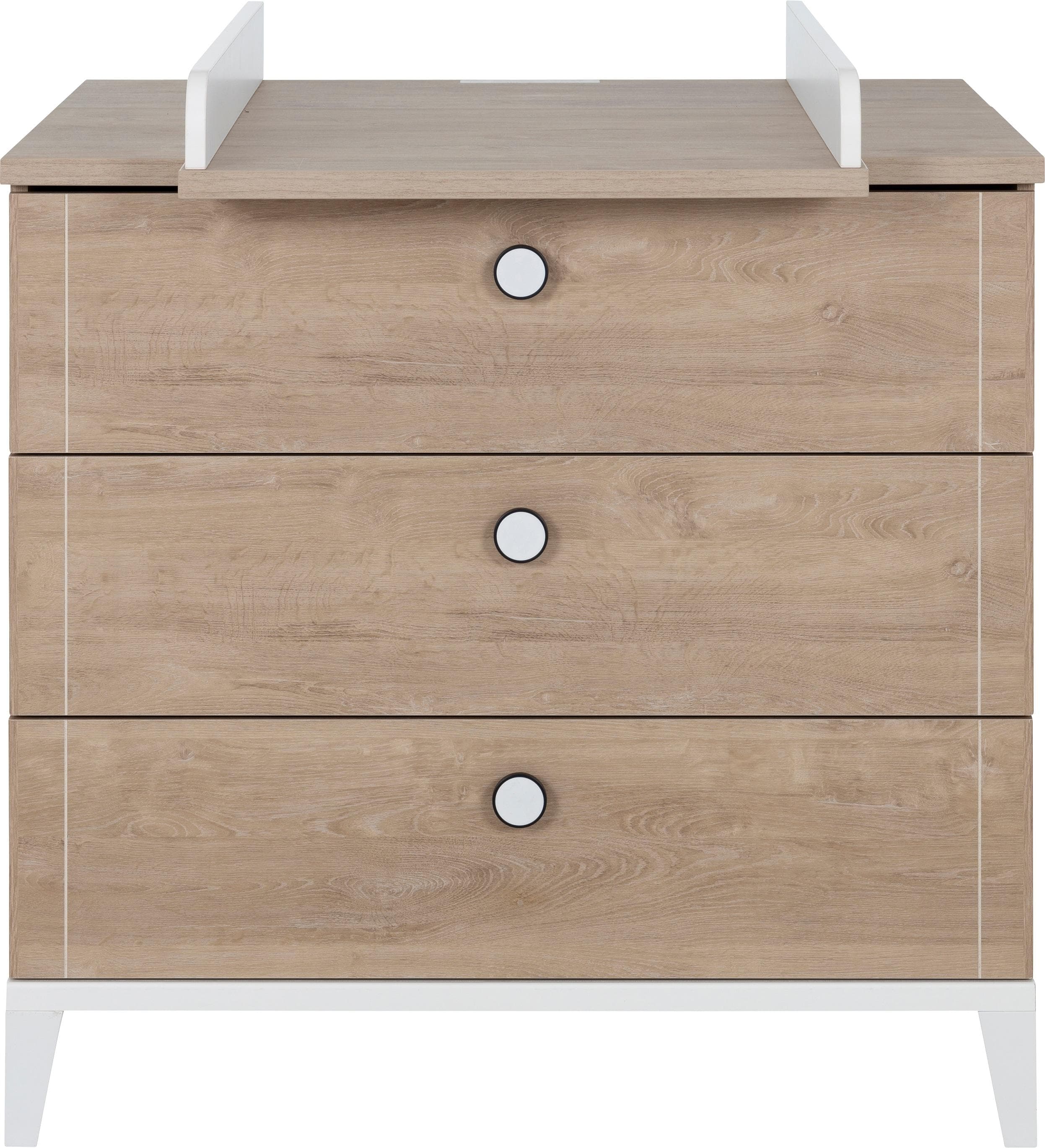 Wickelkommode GALIPETTE Marcel Eiche Blond mit 3 Schubladen