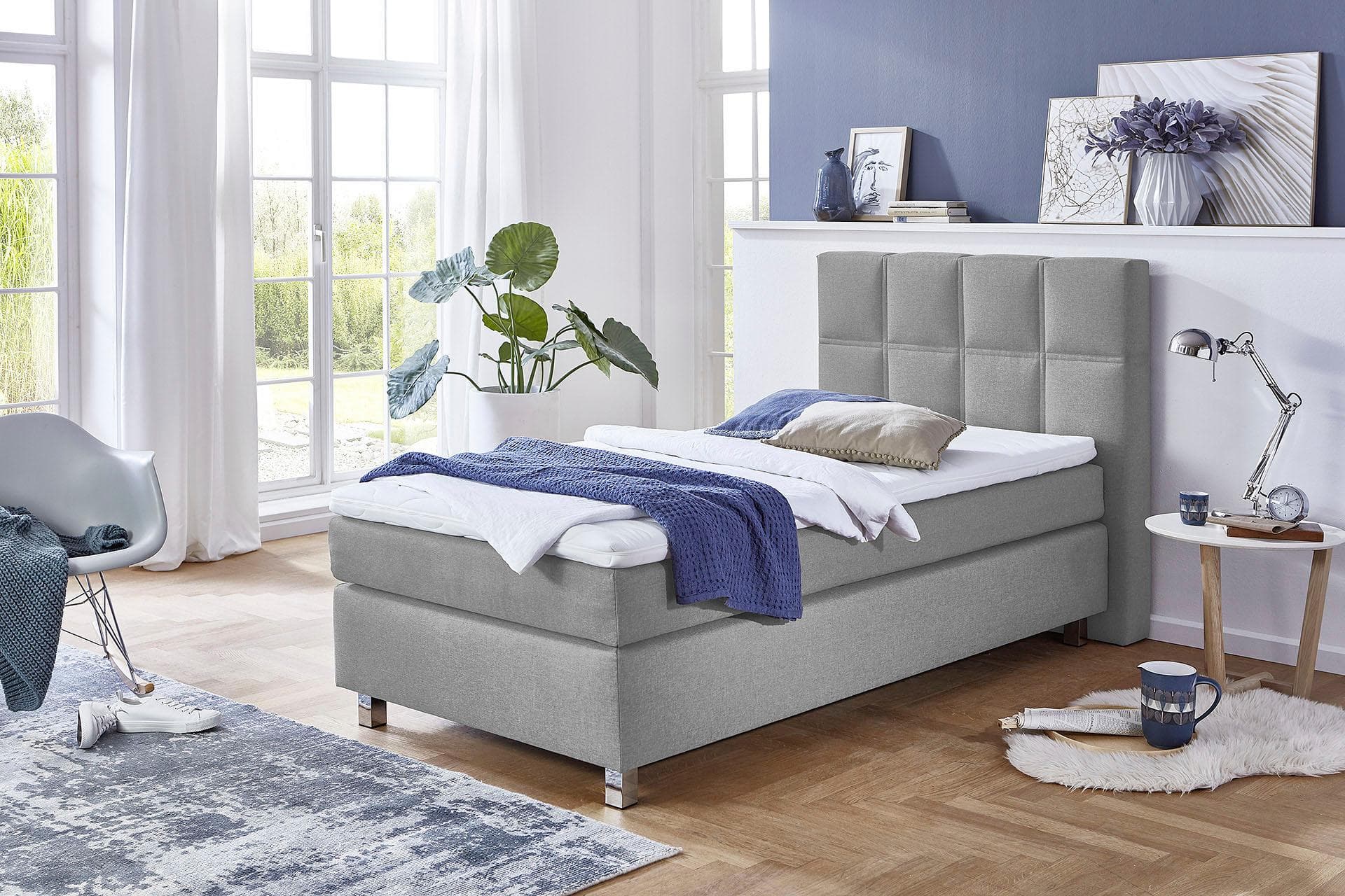 Westfalia Schlafkomfort Boxspringbett Grau mit Topper