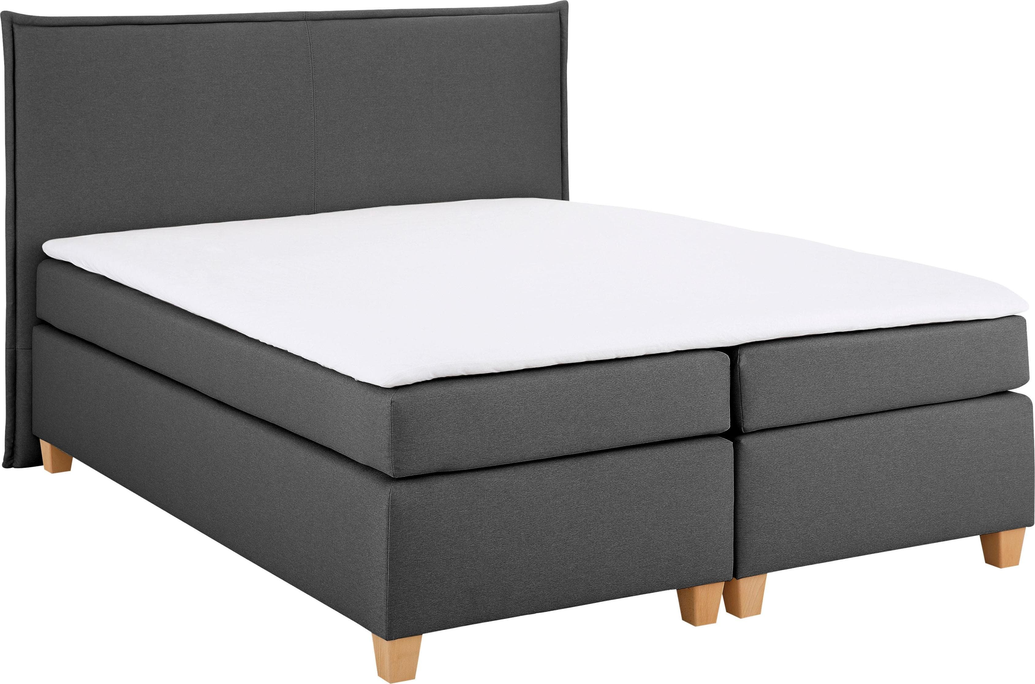 Boxspringbett HOME AFFAIRE Houssay Anthrazit mit Topper