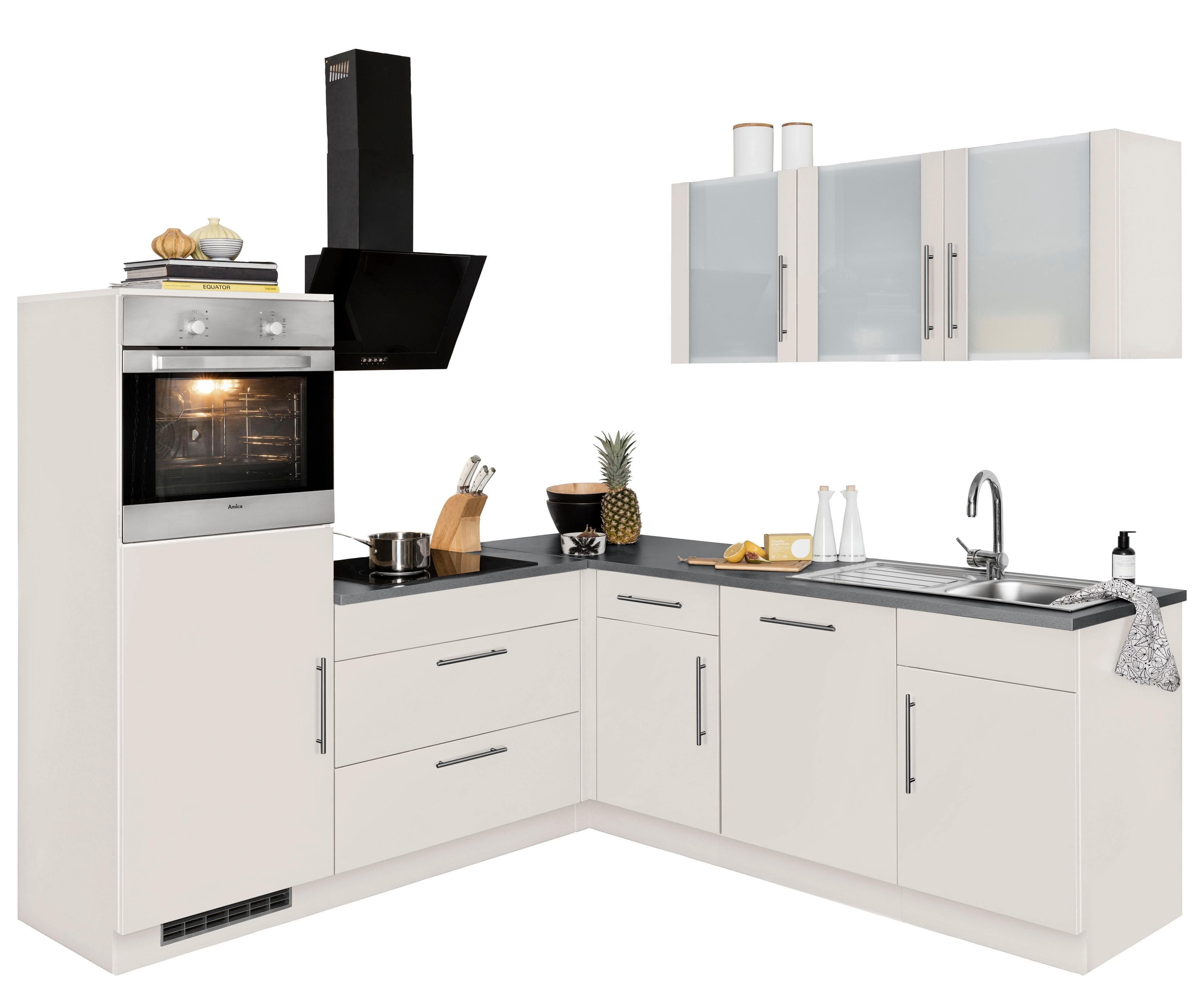WIHO KÜCHEN Cali Winkelküche Beige Granit Grau Komplettküche