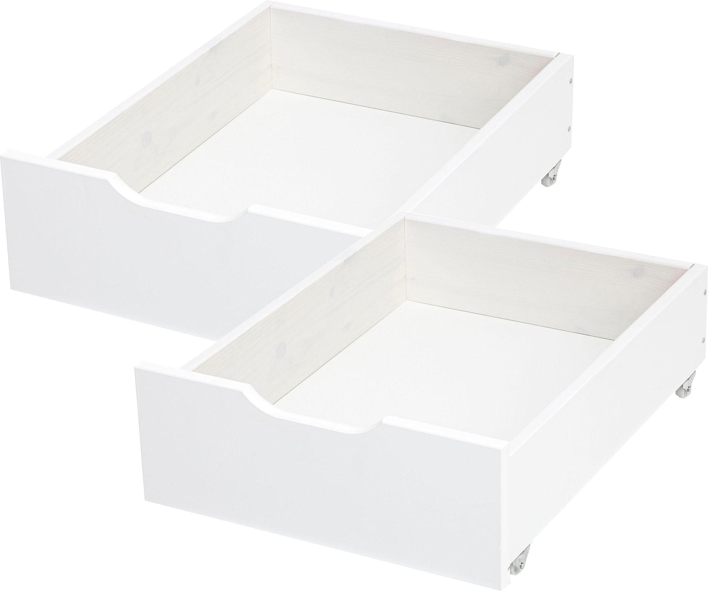 Weisse Schubkästen mit Rollen (Set von 2)