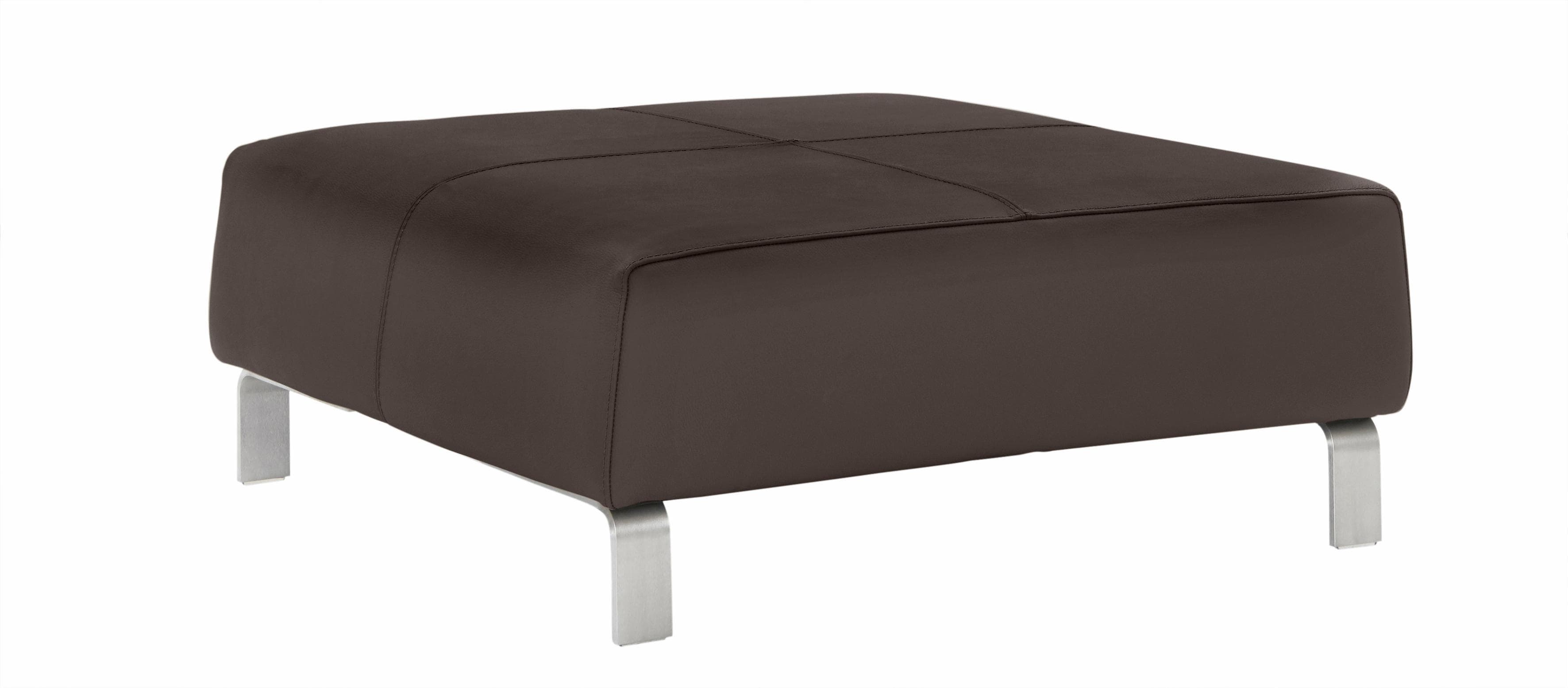 Polsterhocker aus Leder SORRENTO und Leder BULL, braun