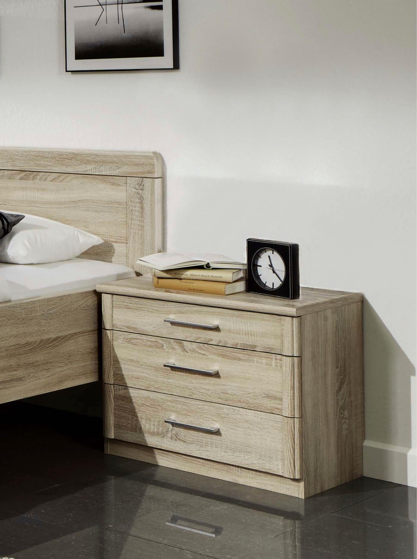 WIEMANN Nachtkonsole Meran Beige Eiche-sägerau 3 Schubladen