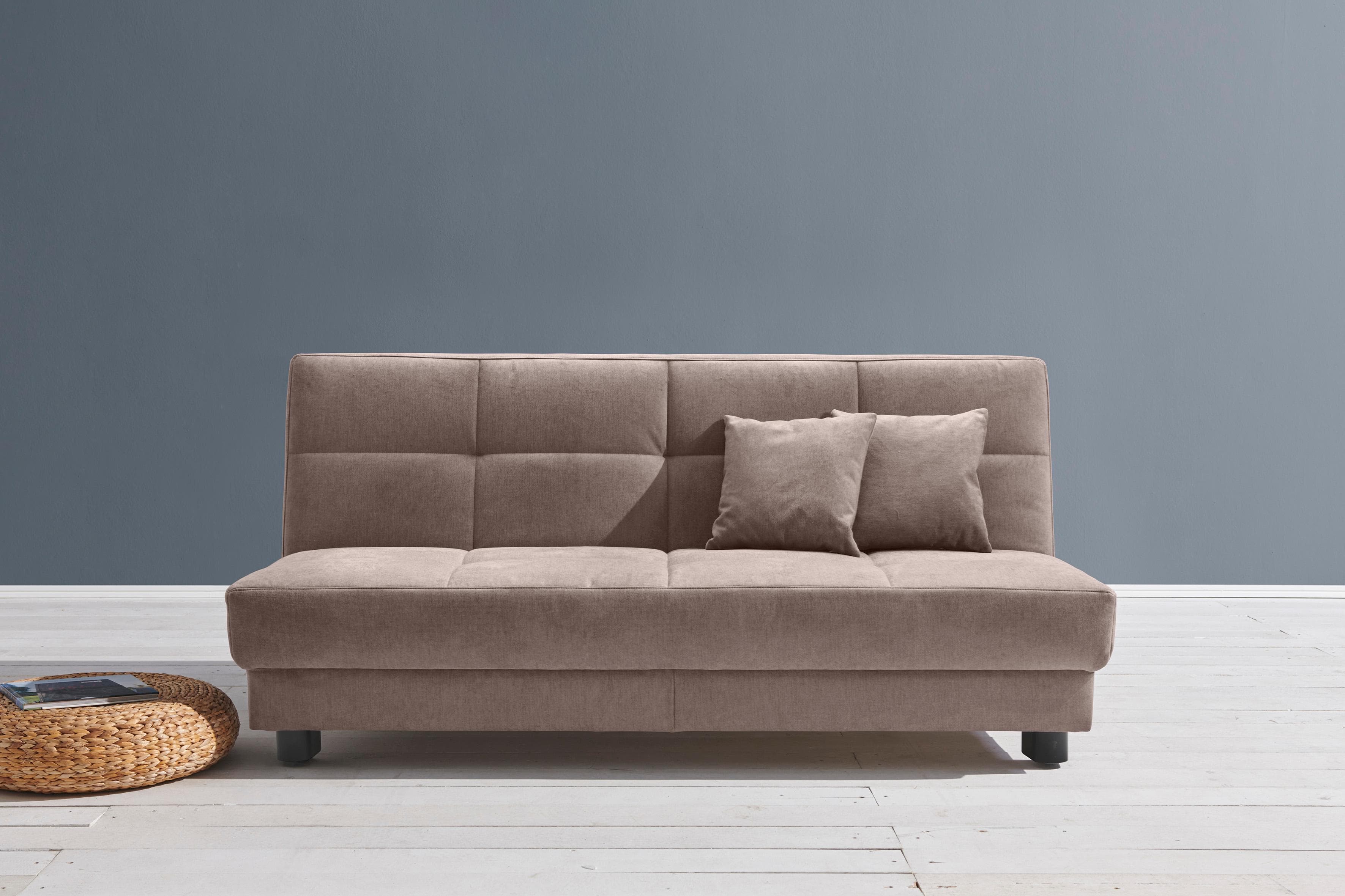 Schlafsofa ELL + ELL Tilda Braun 185 cm mit 2 Zierkissen