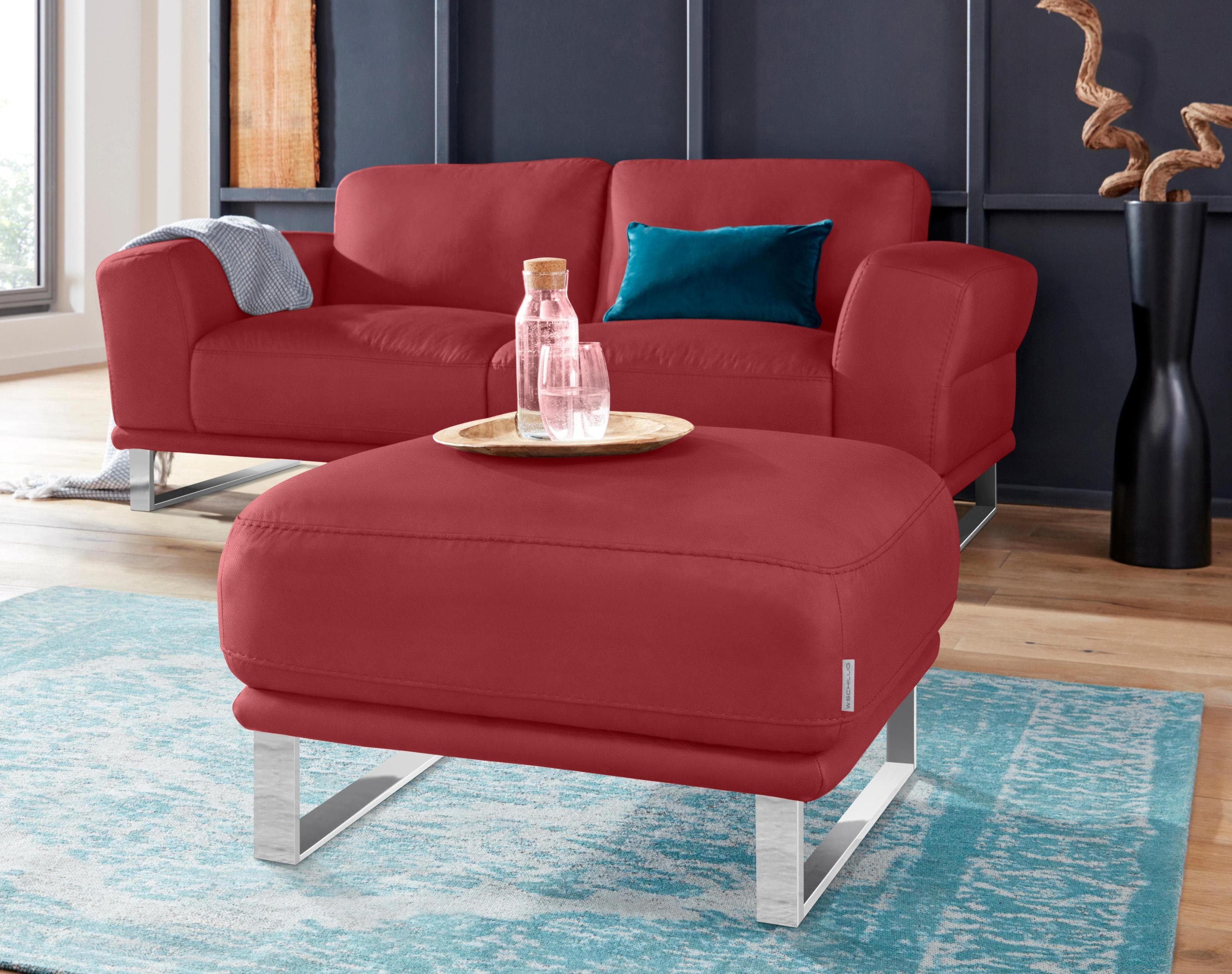 W.SCHILLIG Hocker Montanaa Ruby Rot Metallkufen