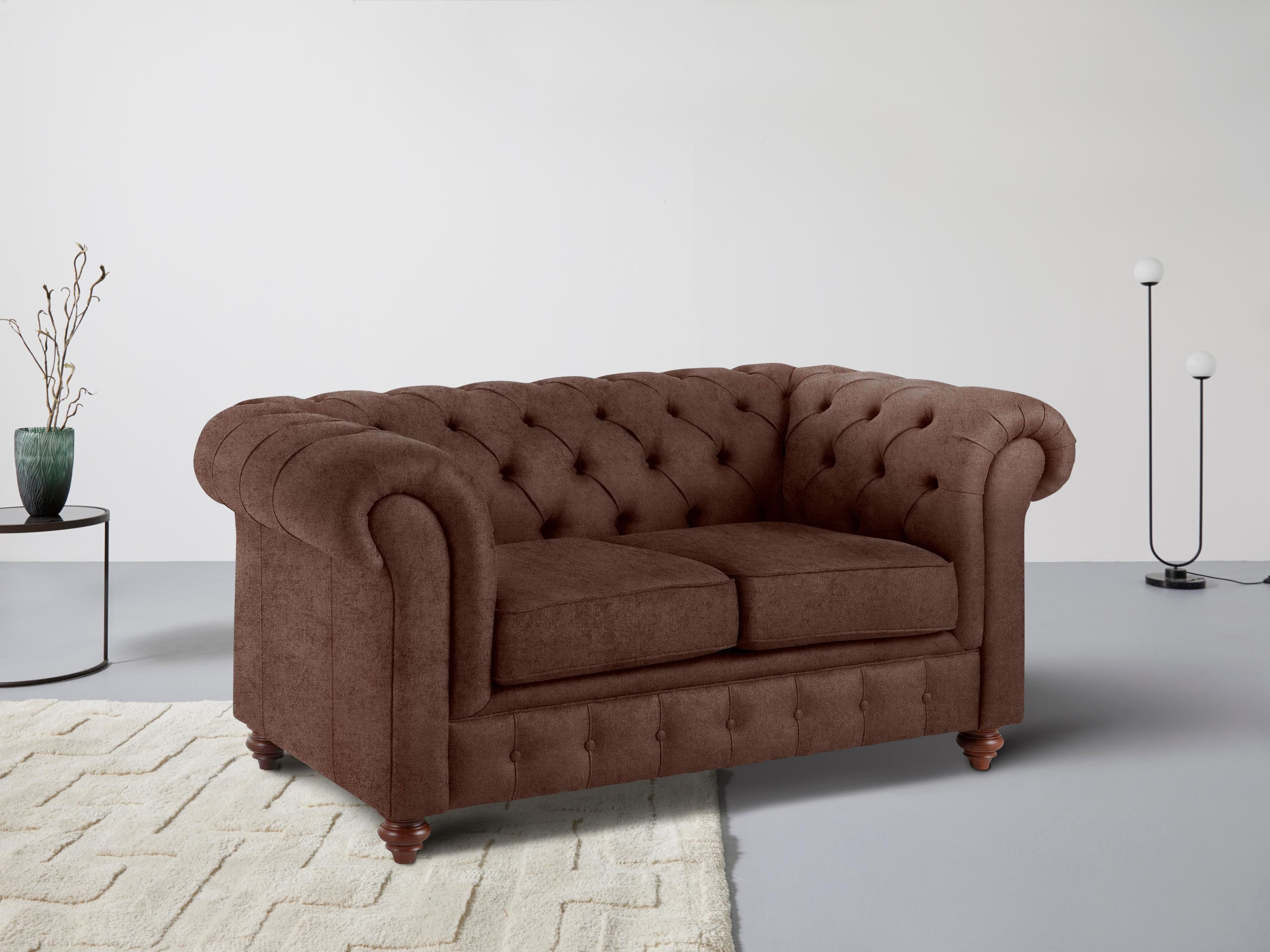 2-Sitzer Chesterfield Sofa mit Knopfheftung - Lederoption