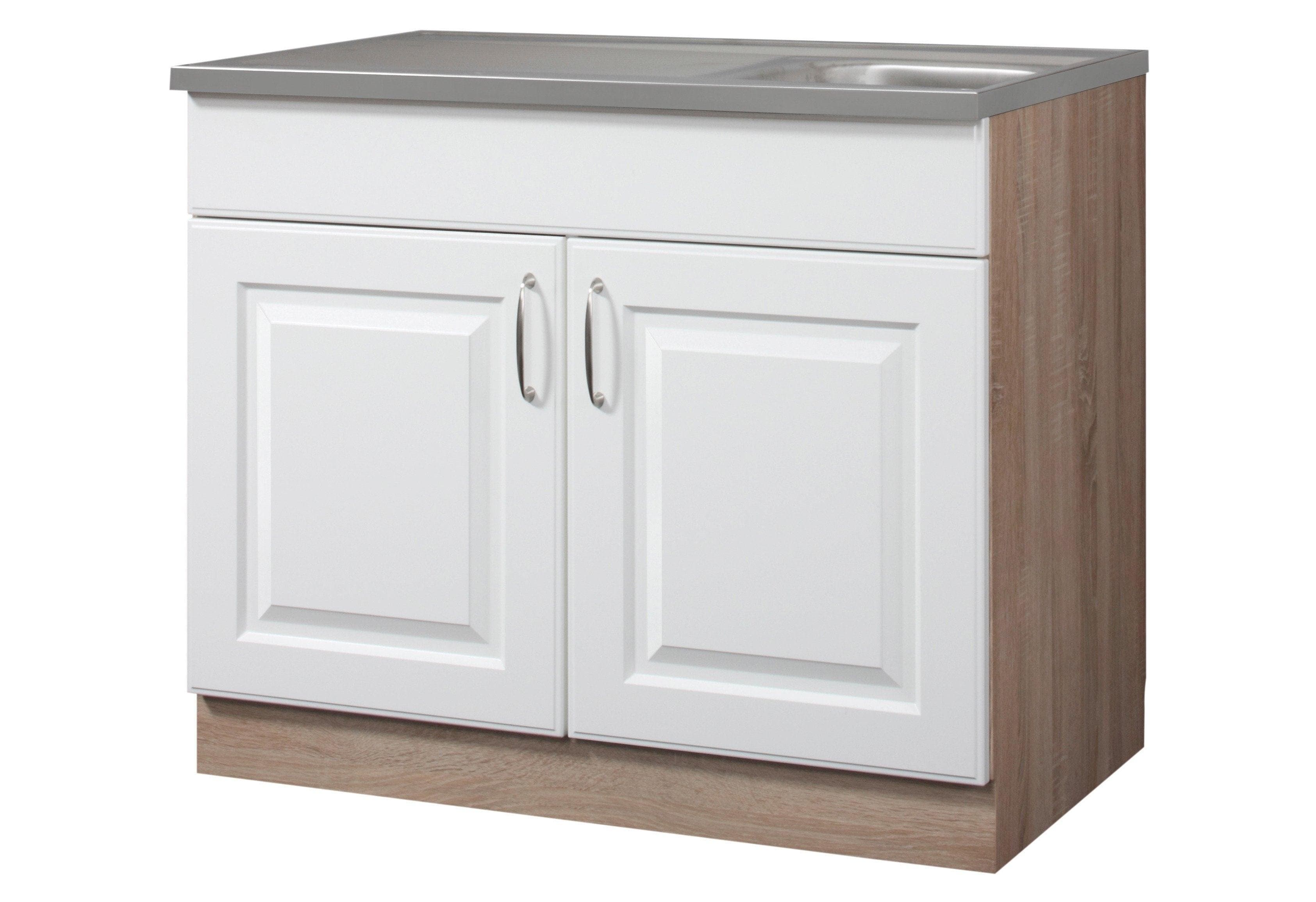 Wiho Küchen Spülenschrank Tilda Weiß Eiche MDF