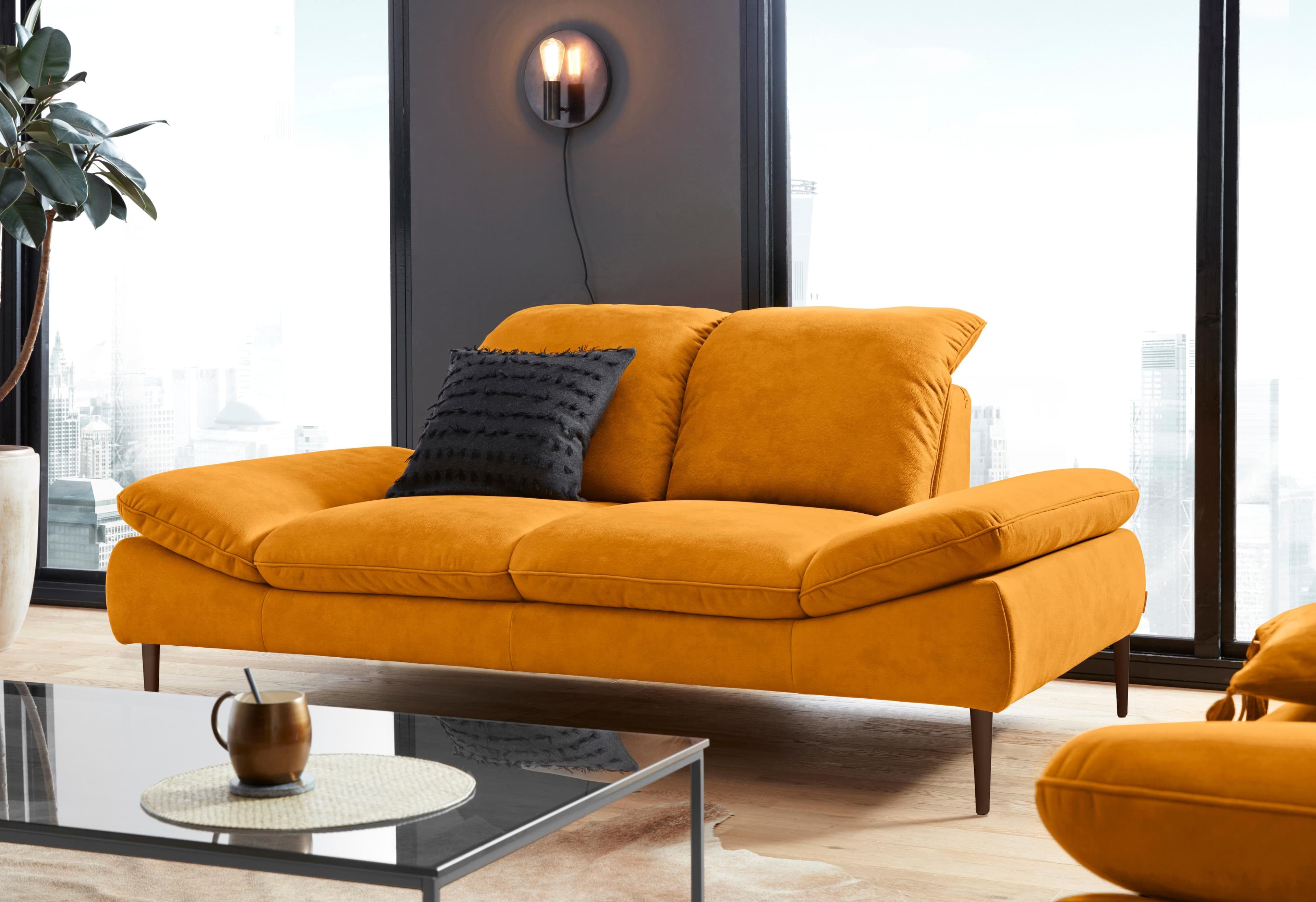 W.SCHILLIG enjoy&MORE 2-Sitzer Sofa Gelb mit Sitztiefenverstellung