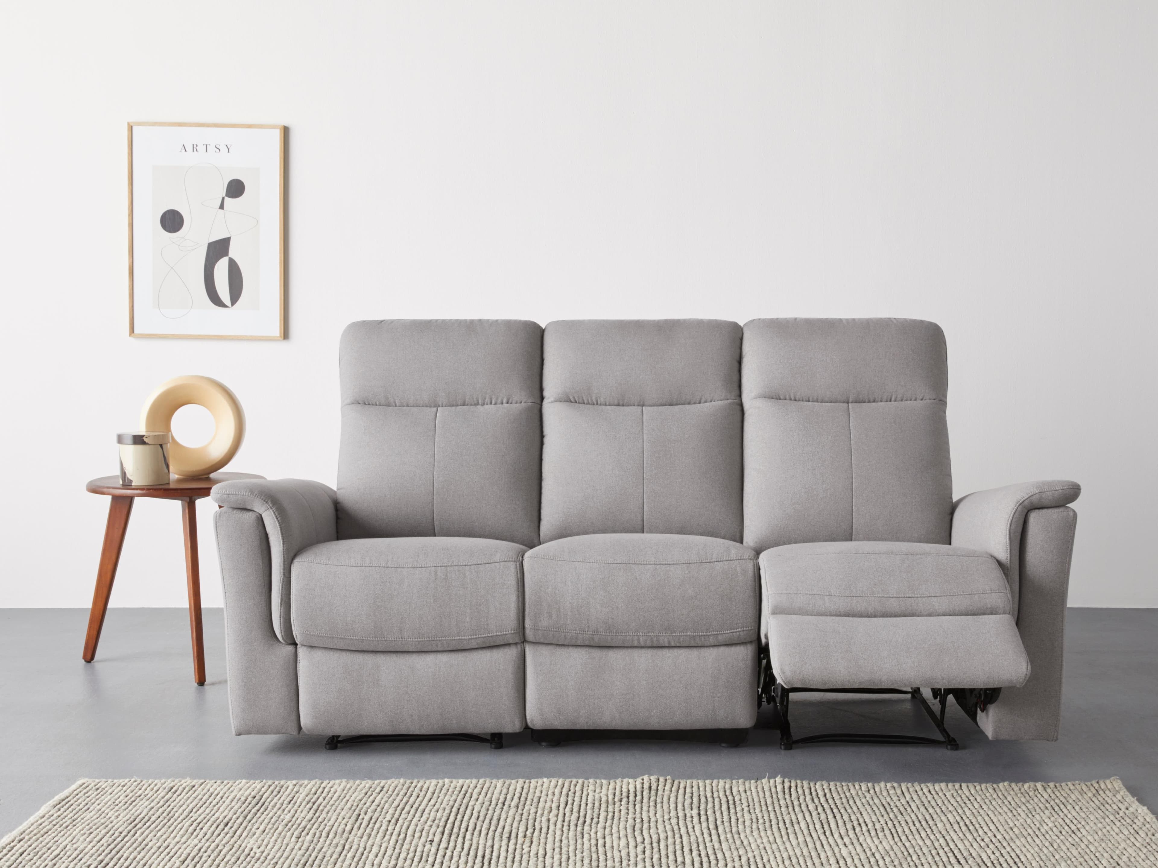 HOME AFFAIRE Southbrook 3-Sitzer Sofa Relaxfunktion Hellgrau