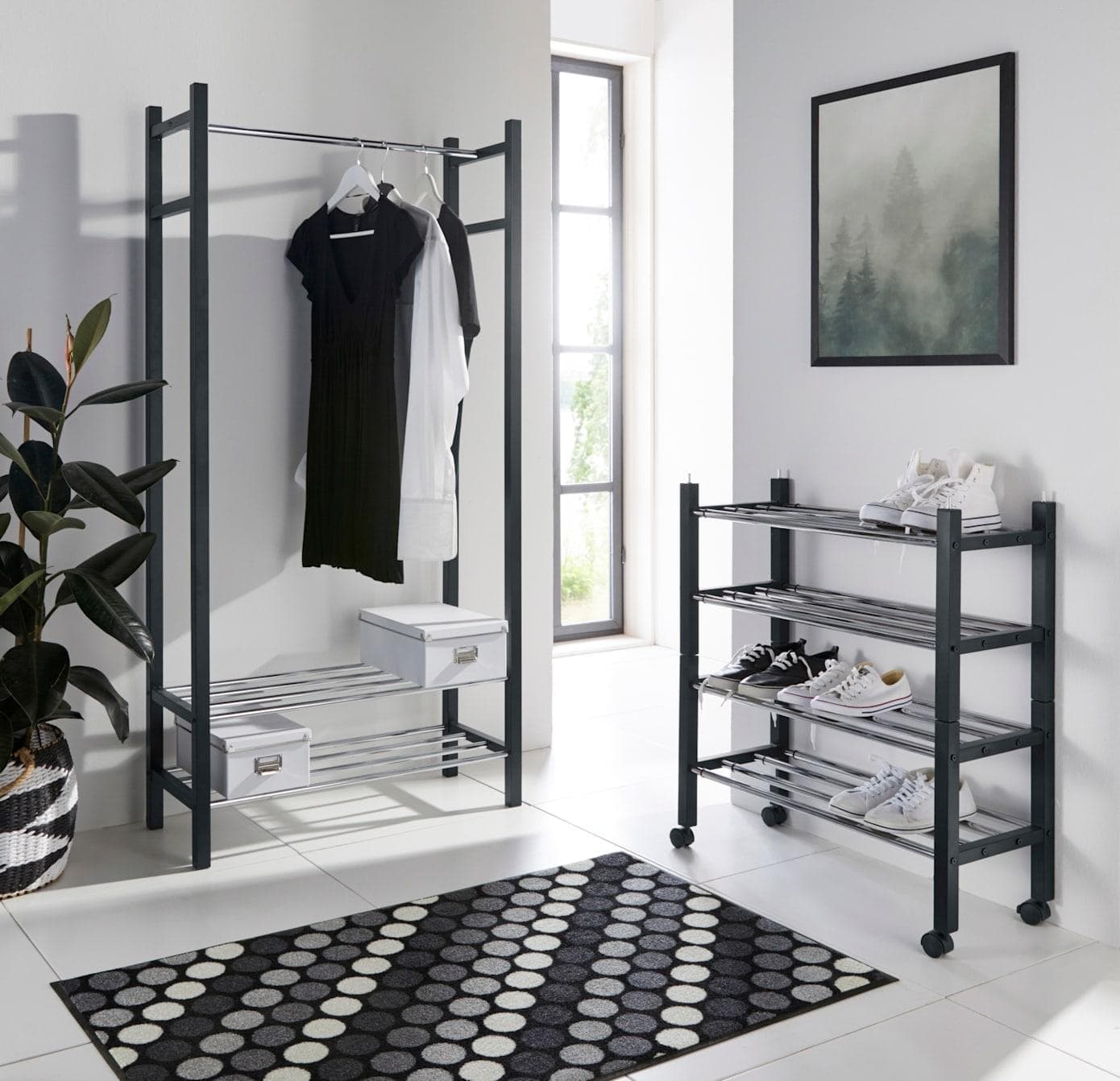 HEINE HOME Schuhregal Schwarz Metall 2 Böden