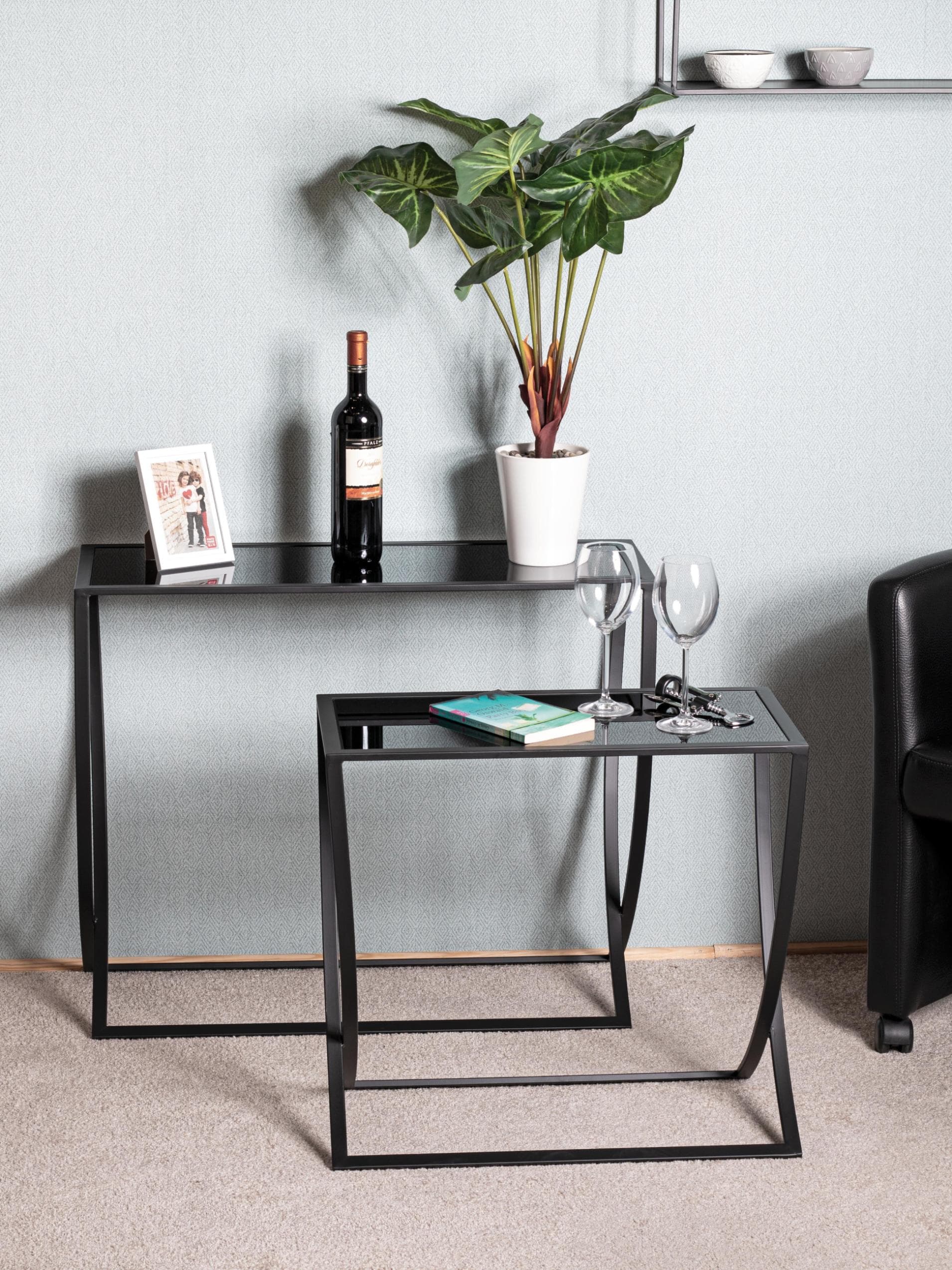 Schwarzes Beistelltisch-Set (2er) für Kaffee & Laptop