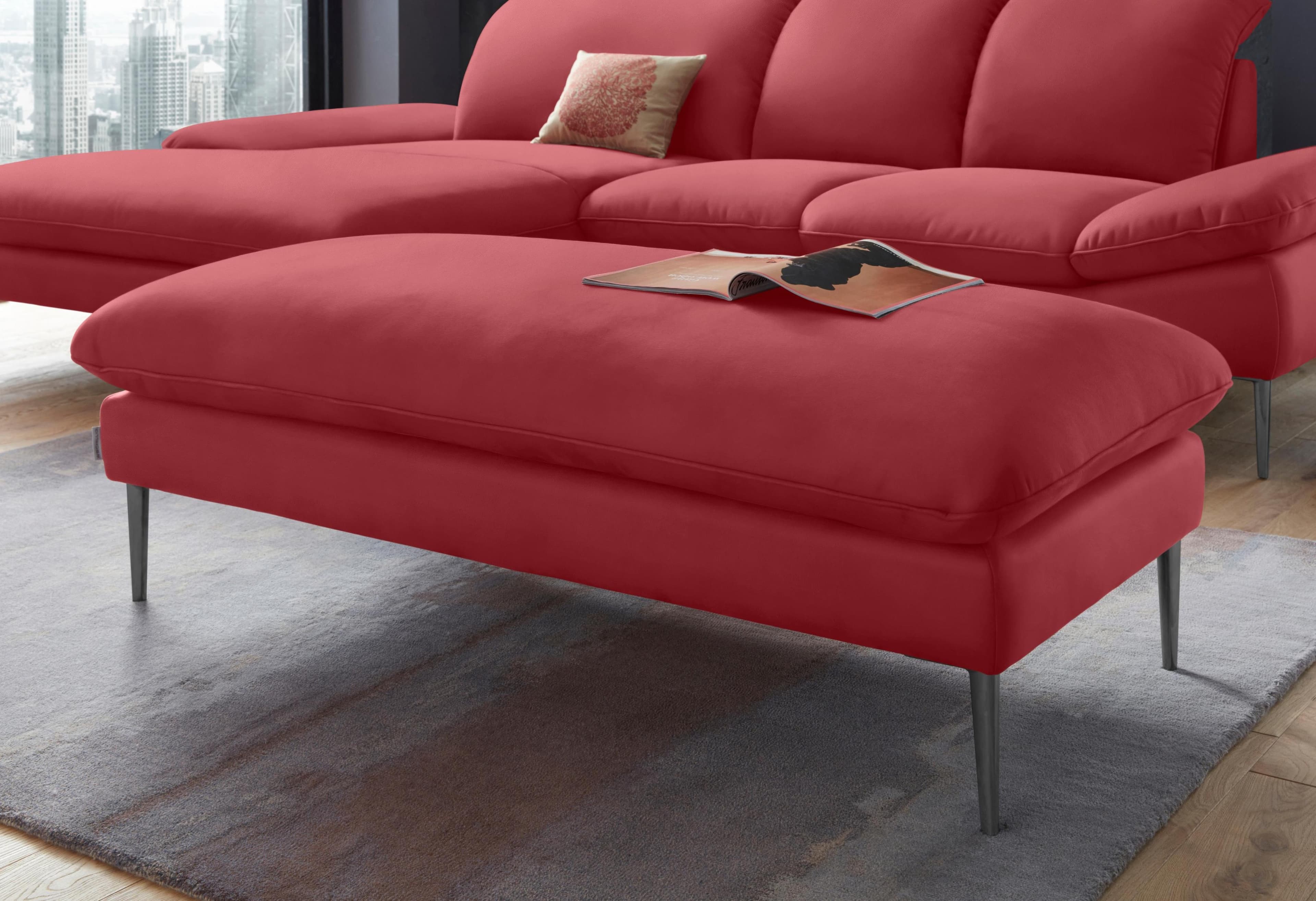 W.SCHILLIG enjoy&MORE Polsterhocker Ruby Rot Leder