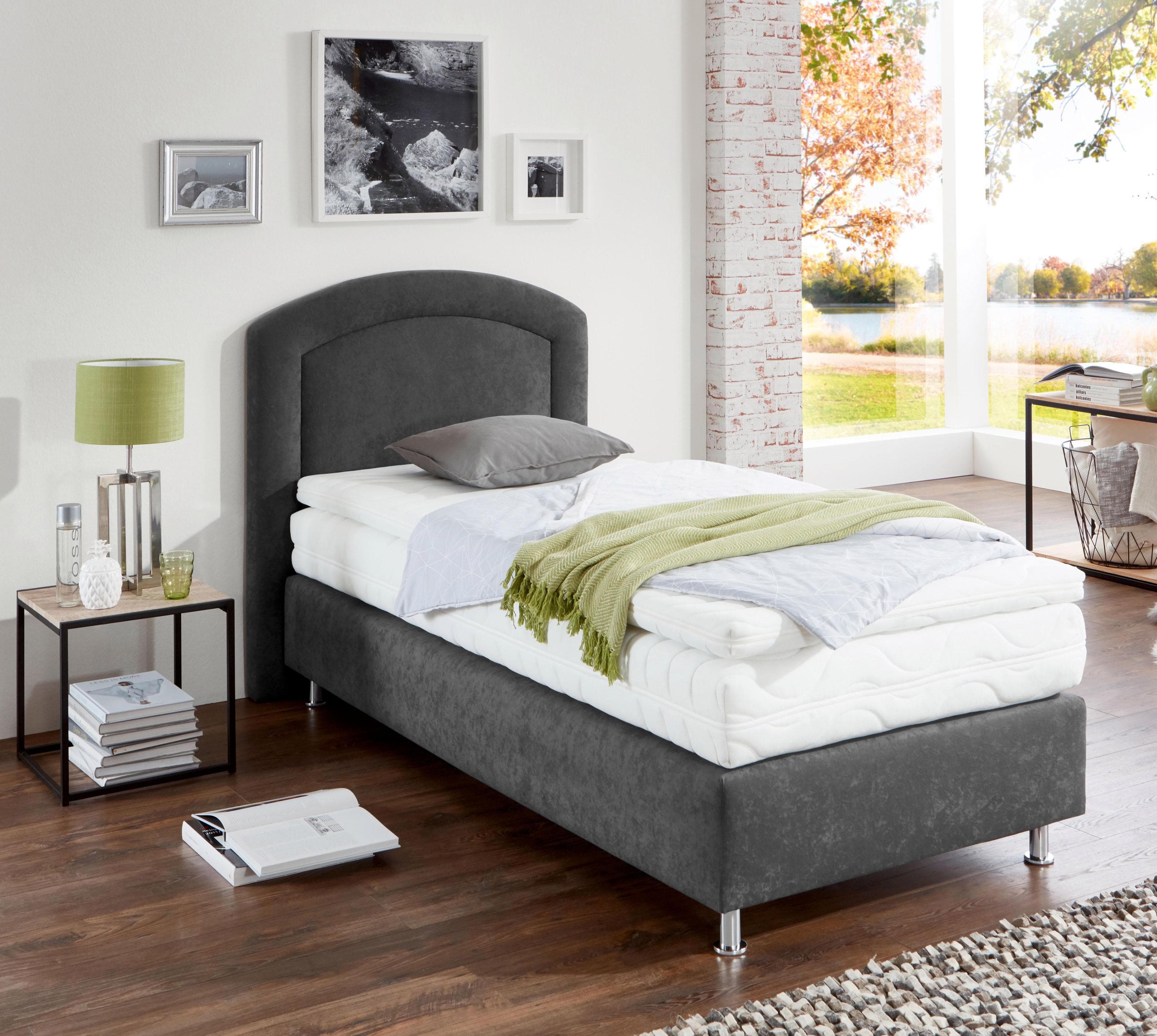 Westfalia Schlafkomfort Boxspringbett Grau mit Topper