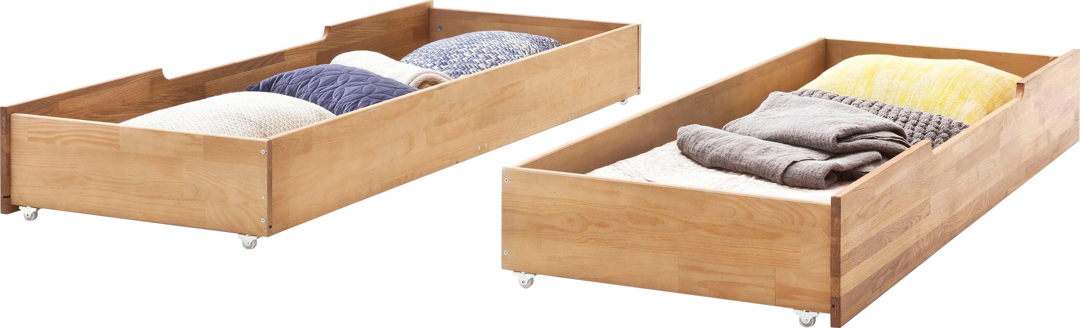 Massiver Bettschubkasten aus Wildeichenholz