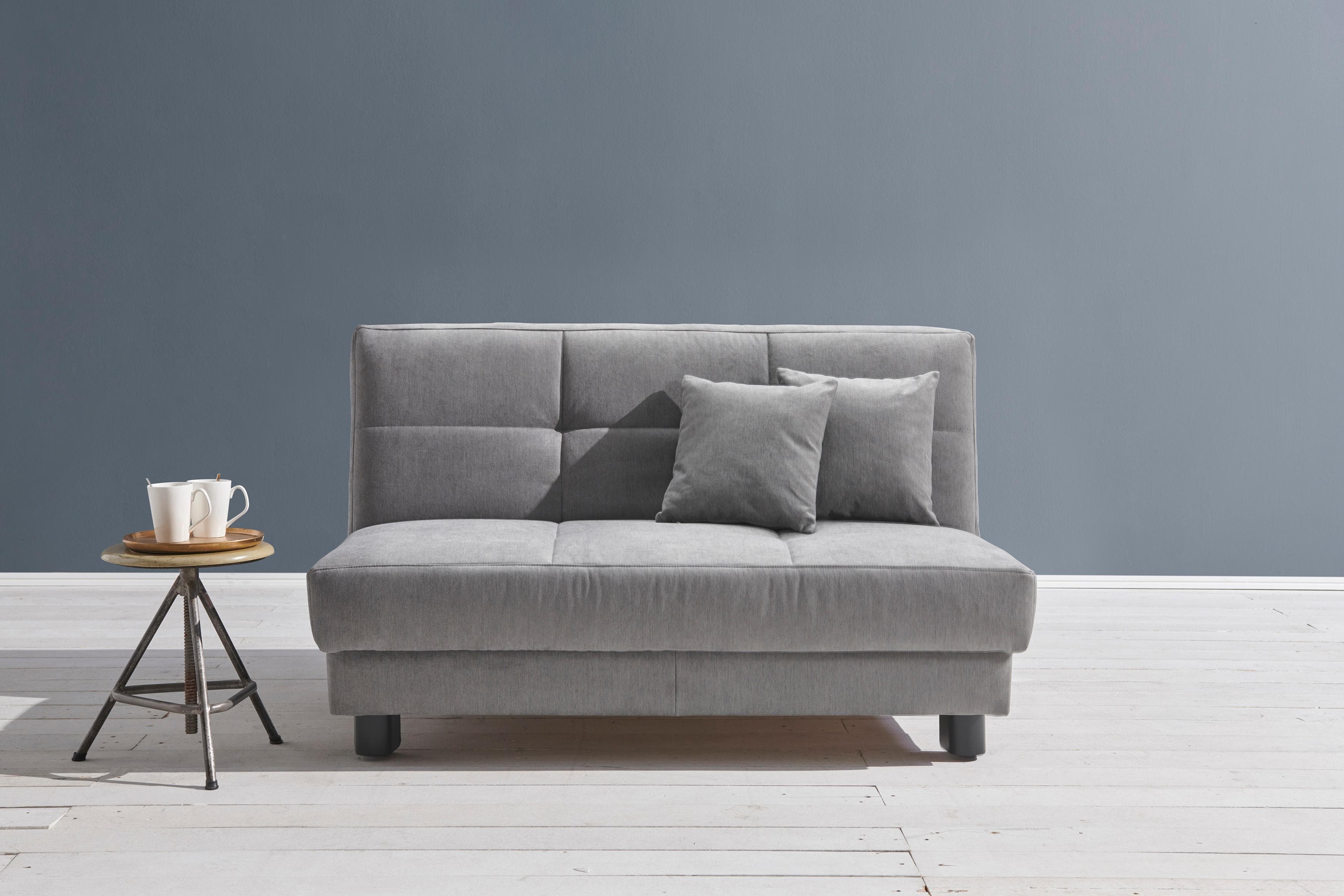 ELL + ELL Schlafsofa Tilda Grau mit 2 Zierkissen