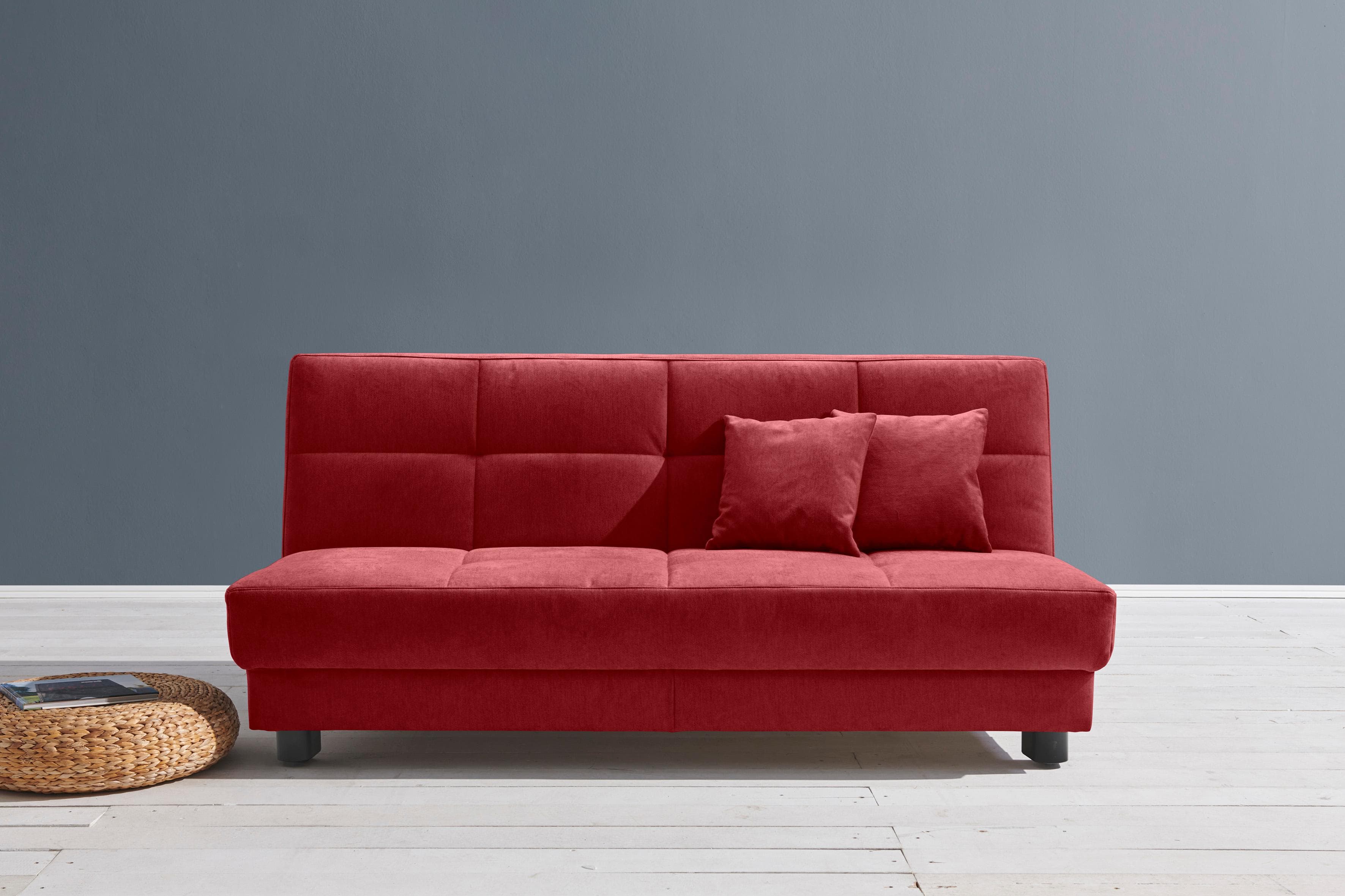 ell+ell Schlafsofa Tilda Marsala mit Zierkissen
