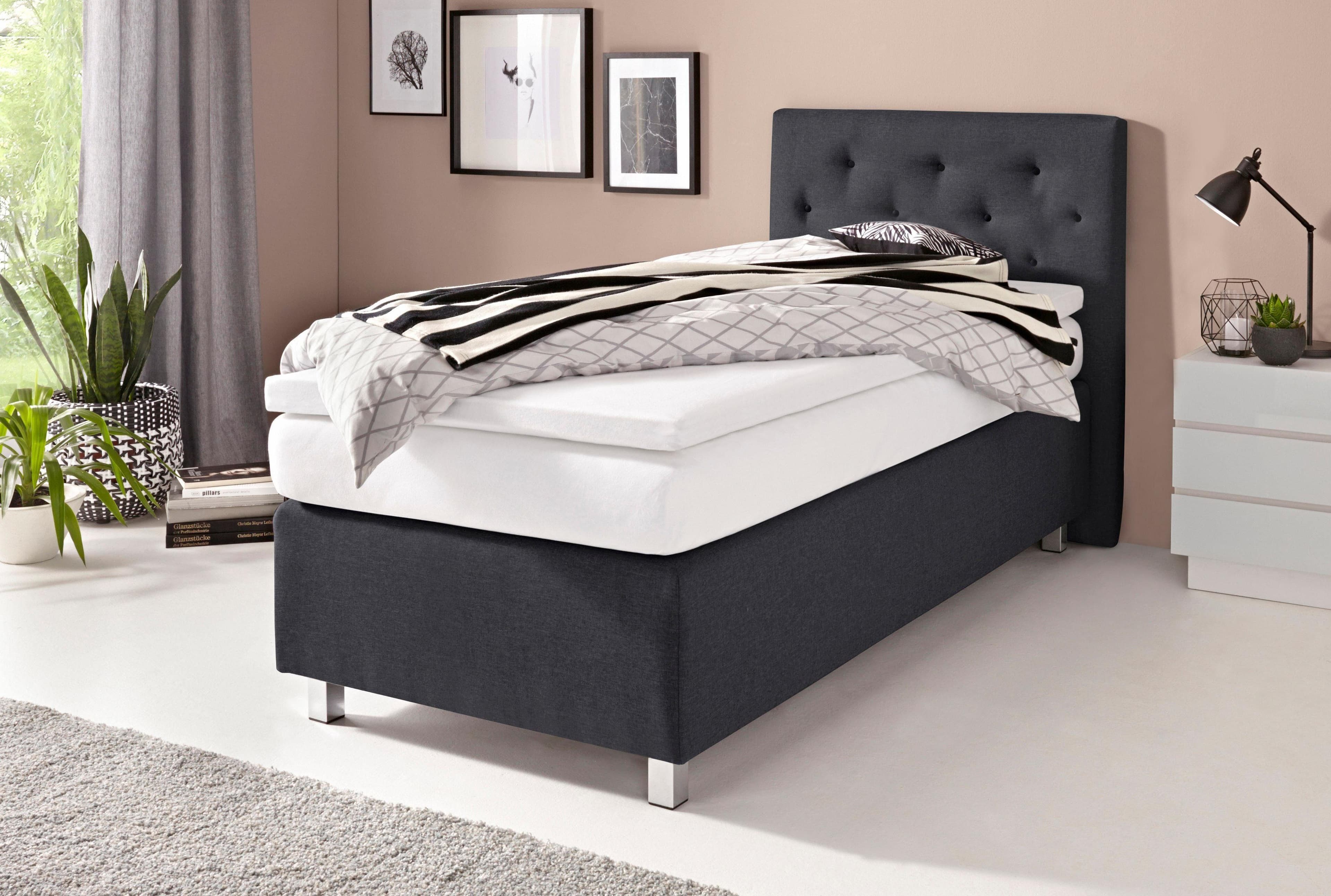 Westfalia Schlafkomfort Boxspringbett Anthrazit mit Tonnentaschenmatratze