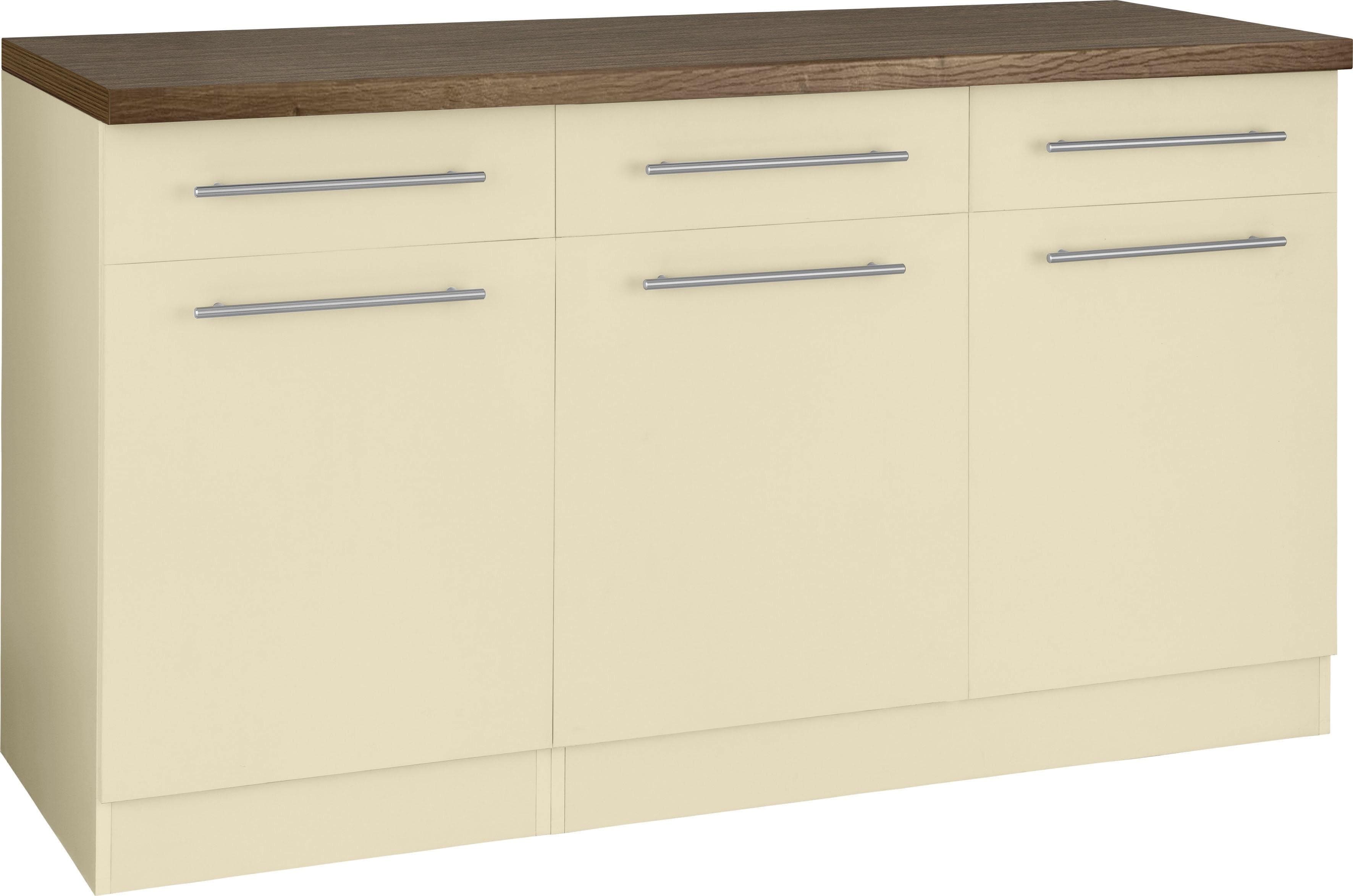 wiho Küchen Unterschrank Unna mit Stangengriffen und Melaminharzbeschichtung