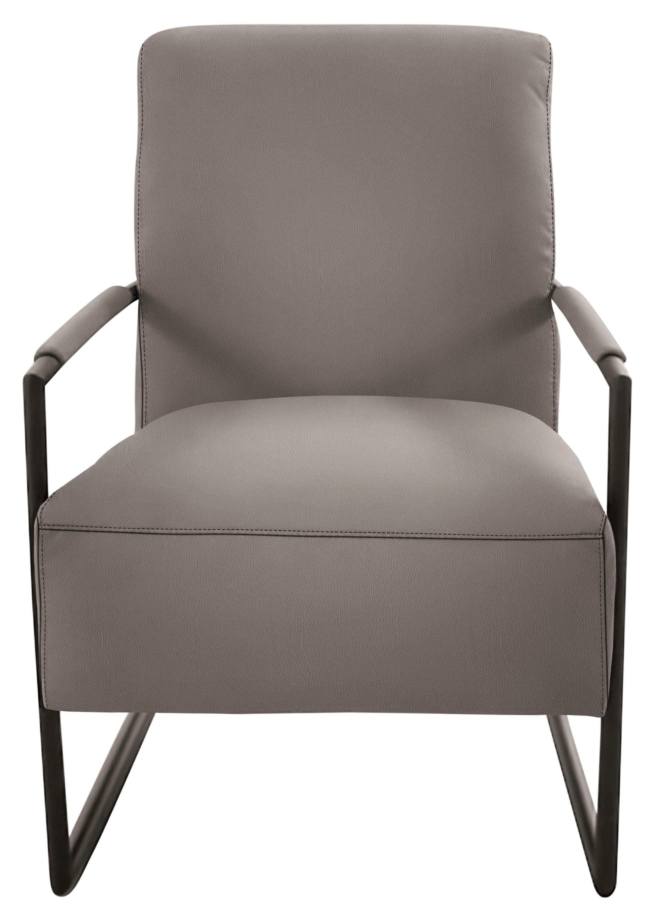 K+W Cocktailsessel Grau Metall Bezogene Armlehnen