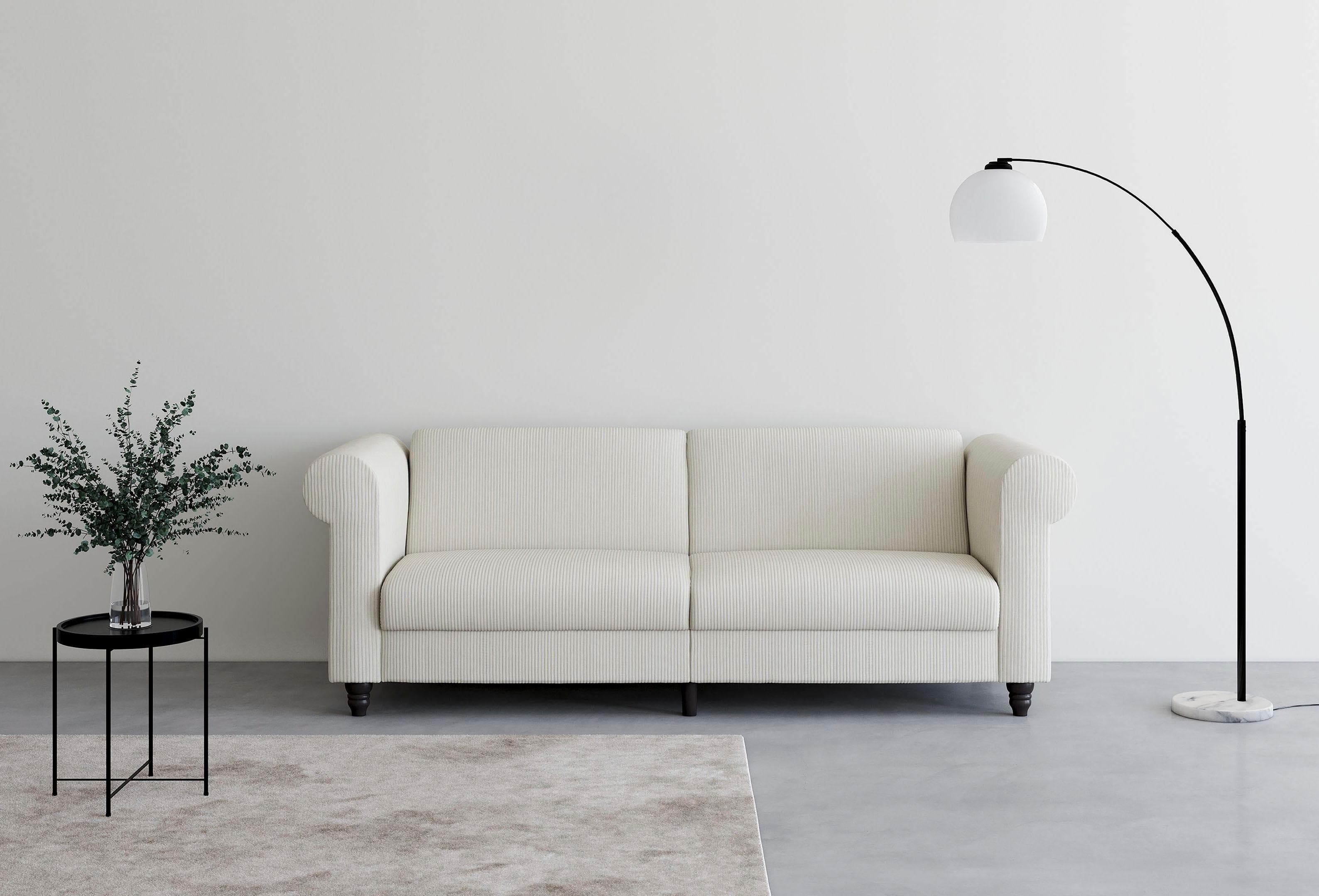 DOREL HOME Felix II Schlafsofa 3-Sitzer Creme Cord