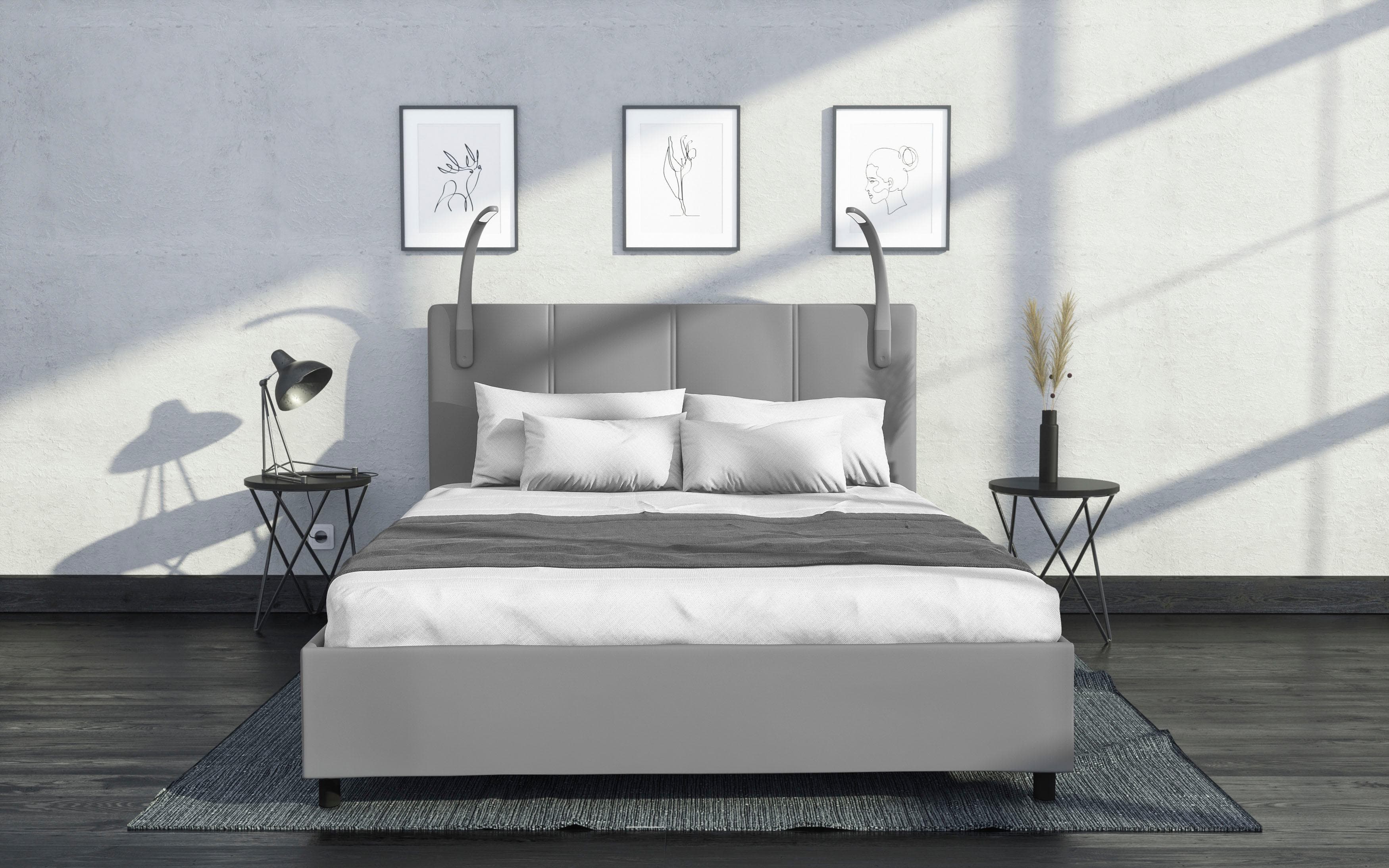 Polsterbett mit integrierter LED-Beleuchtung