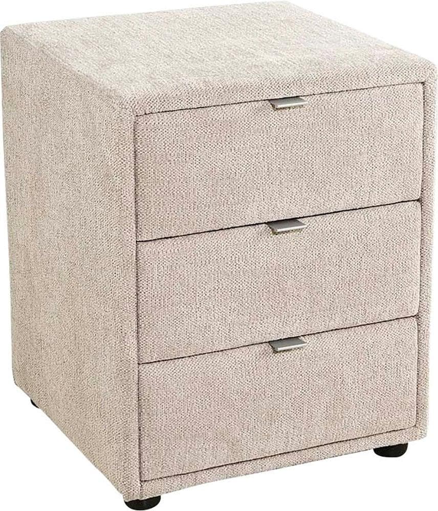 Nachtkonsole Lore Beige 3 Schubladen Stoff Chenille