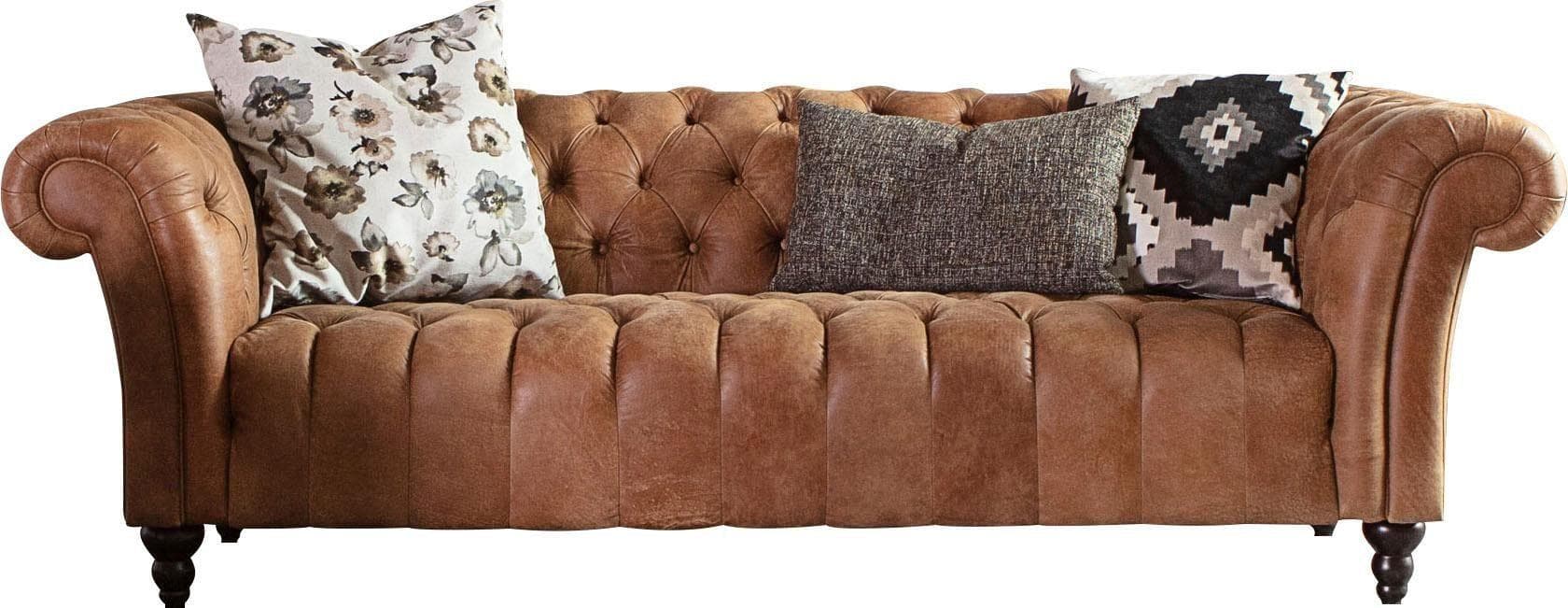 Big-Sofa GUTMANN FACTORY Amazonas Cognac Anilinleder Chesterfield Optik