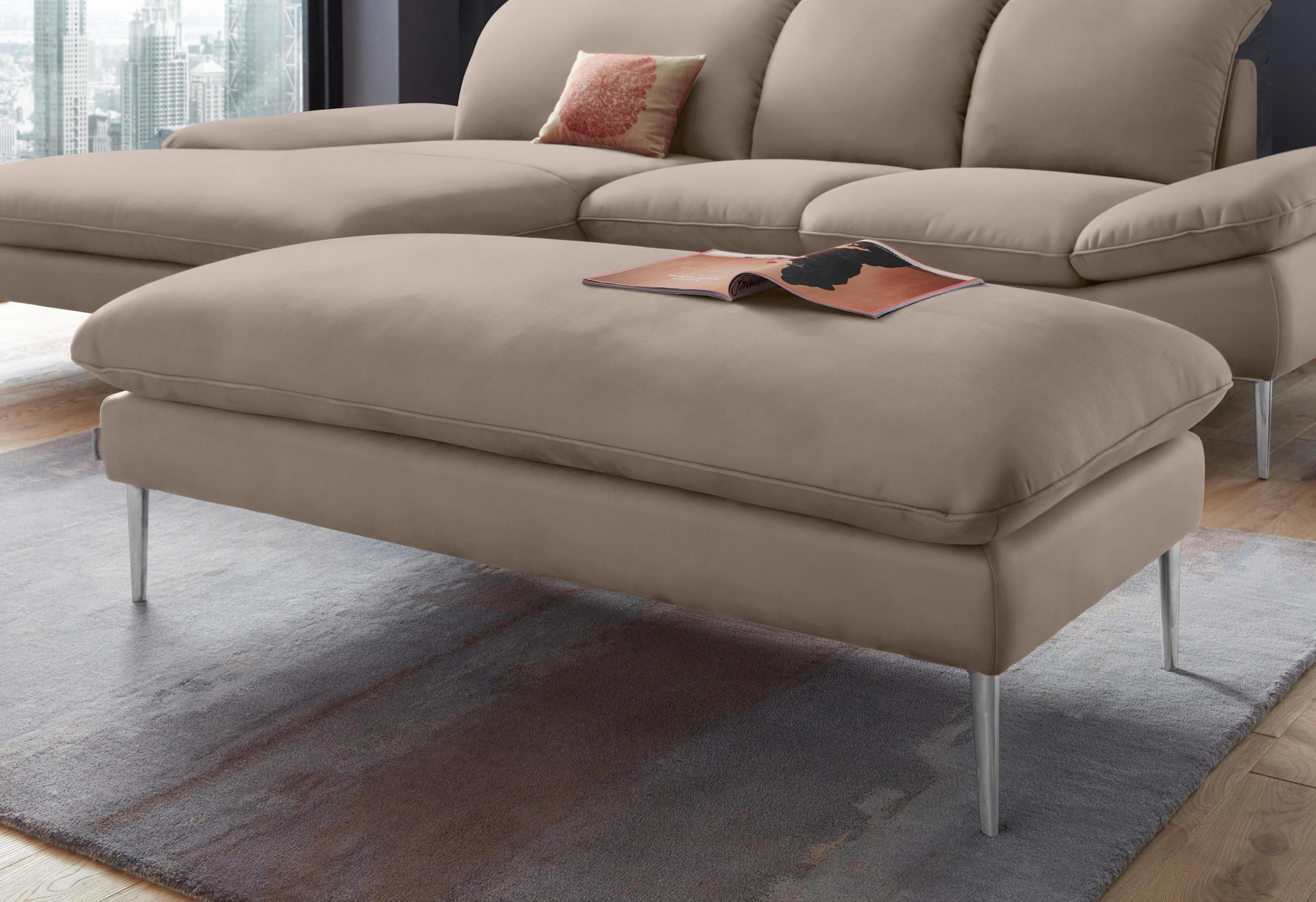 W.SCHILLIG Hocker enjoy&MORE Leder Braun Chrom Füße