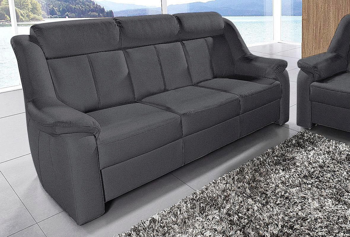 SIT & MORE 3-Sitzer Sofa Basel Dunkelgrau Luxus-Microfaser
