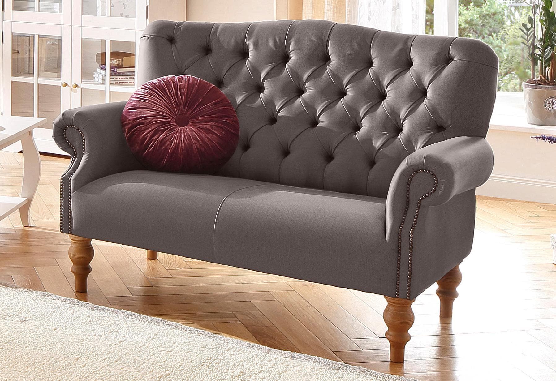 Home Affaire Chesterfield-Sofa Lord Braun 2-Sitzer Lederoptik
