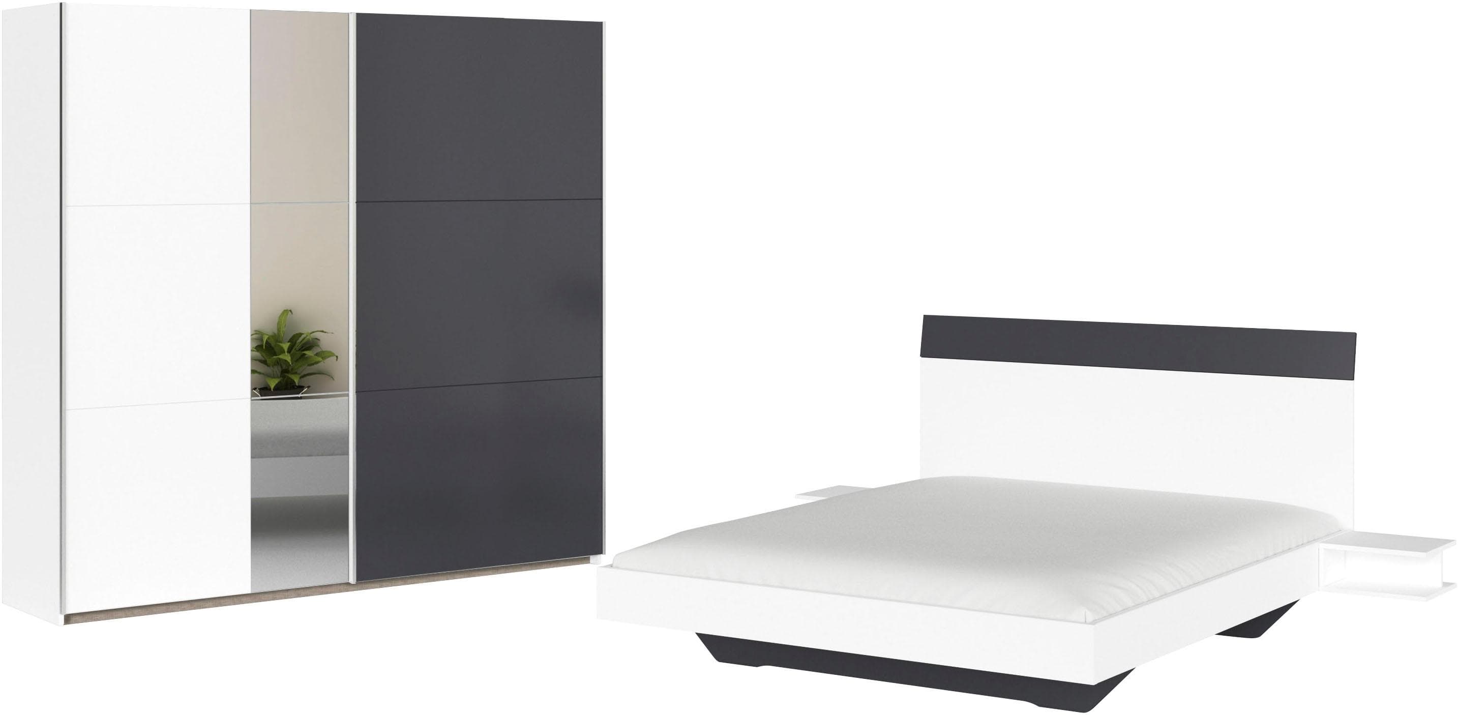 Schlafzimmer-Set RAUCH Monza weiß grau 160x200 cm