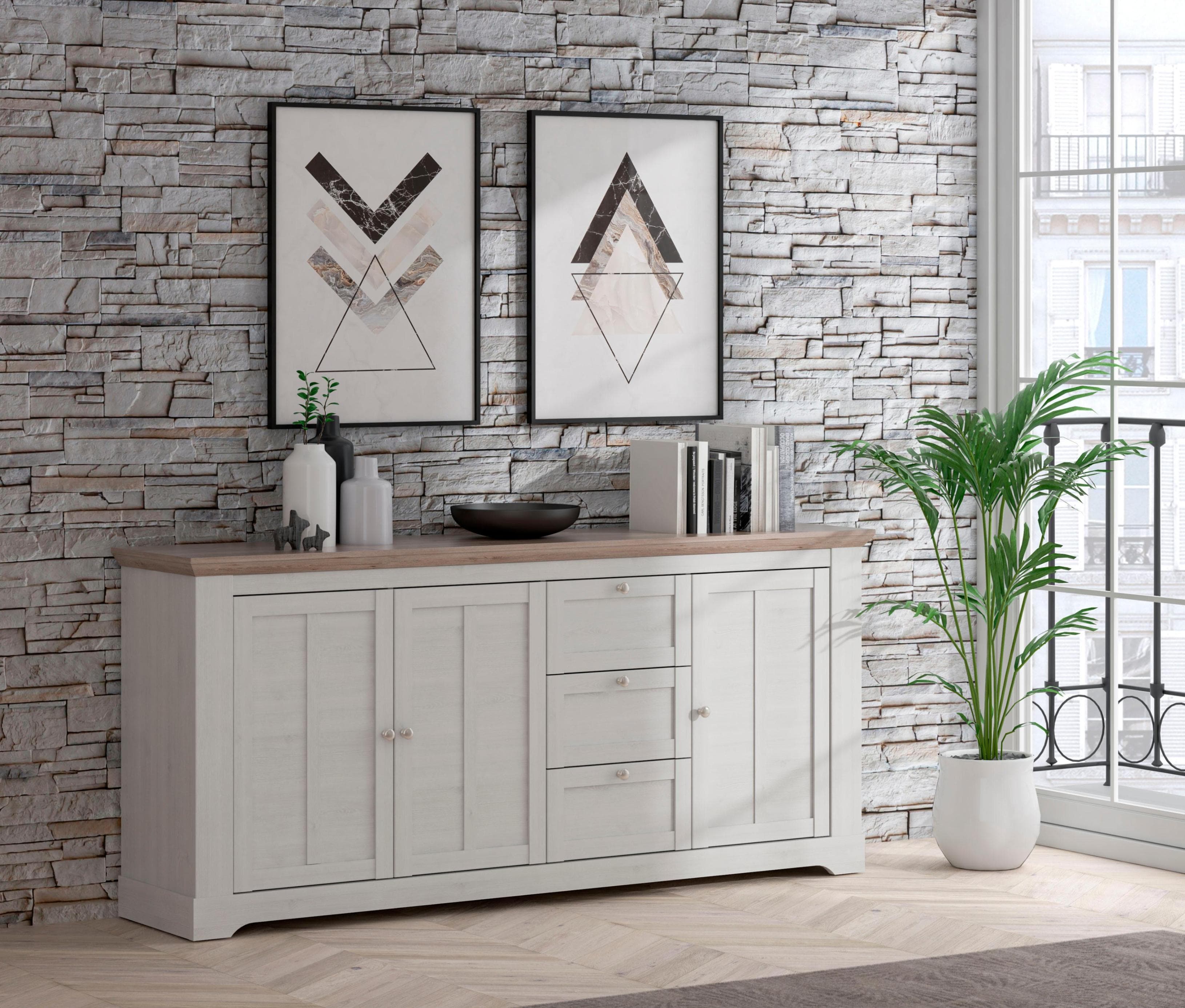 FORTE Sideboard Iloppa Weiß FSC®-zertifiziert