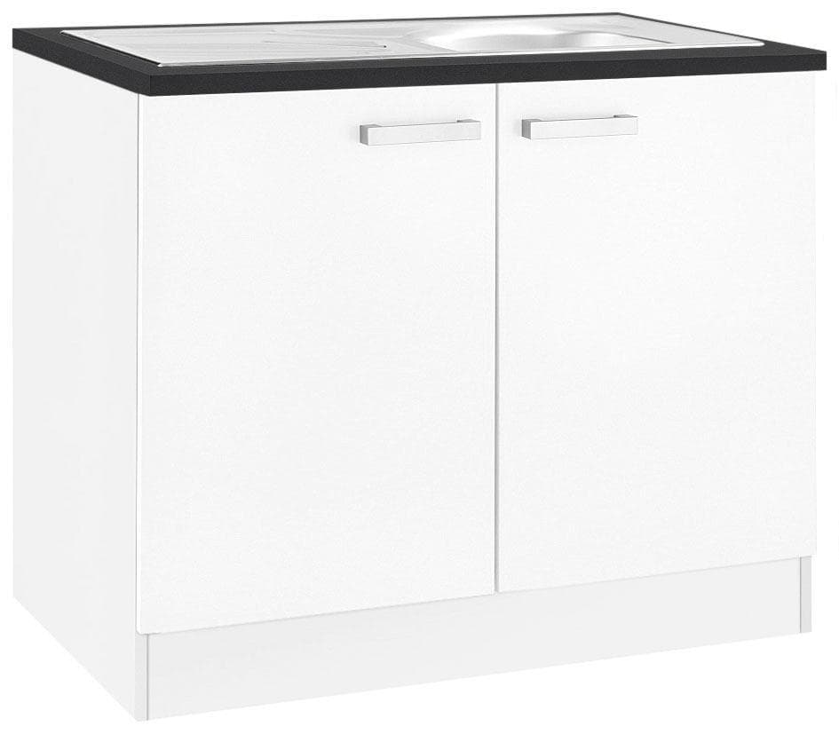 OPTIFIT Spülenschrank Odense Weiß mit Einbauspüle