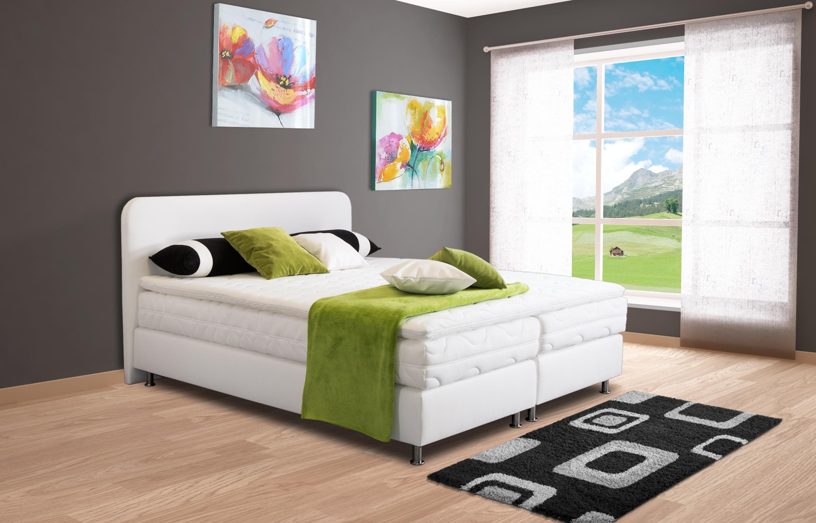 Westfalia Schlafkomfort Boxspringbett Weiß Kunstleder H3